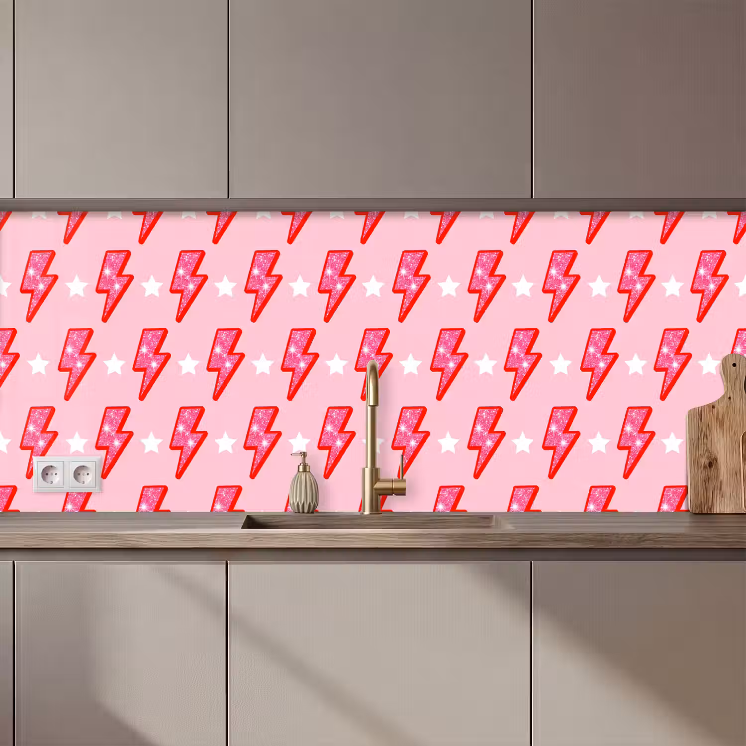 Patroon - Bliksem - Ster - Glitter - Roze keuken achterwand 2 middel zz_3dshopping