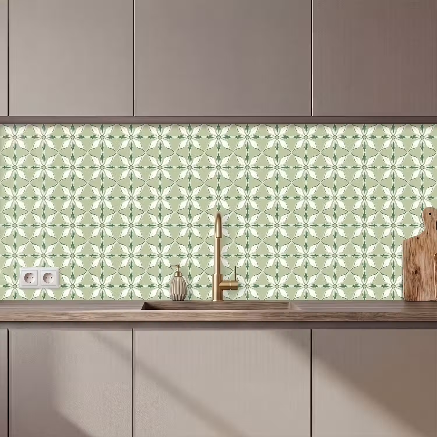 Patroon - Bloemenvorm - Groen keuken achterwand 2 middel 871 zz_3dshopping