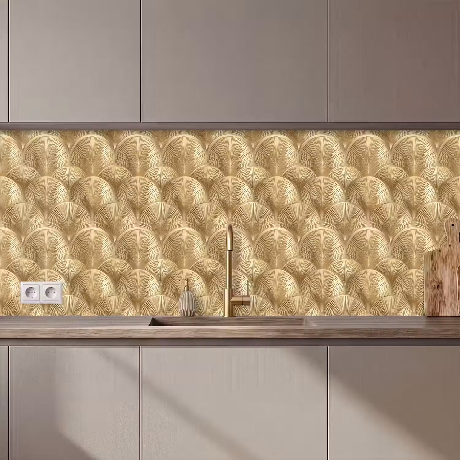 Patroon - Waaier - Goud keuken achterwand 2 middel 871 zz_3dshopping