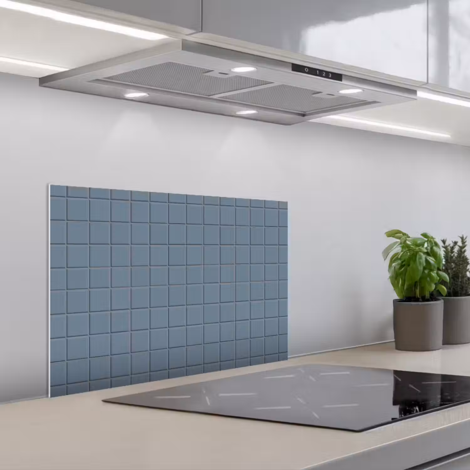 Patroon - Tegel - Blauwgrijs keuken achterwand spatscherm klein 900 -3d_schuin