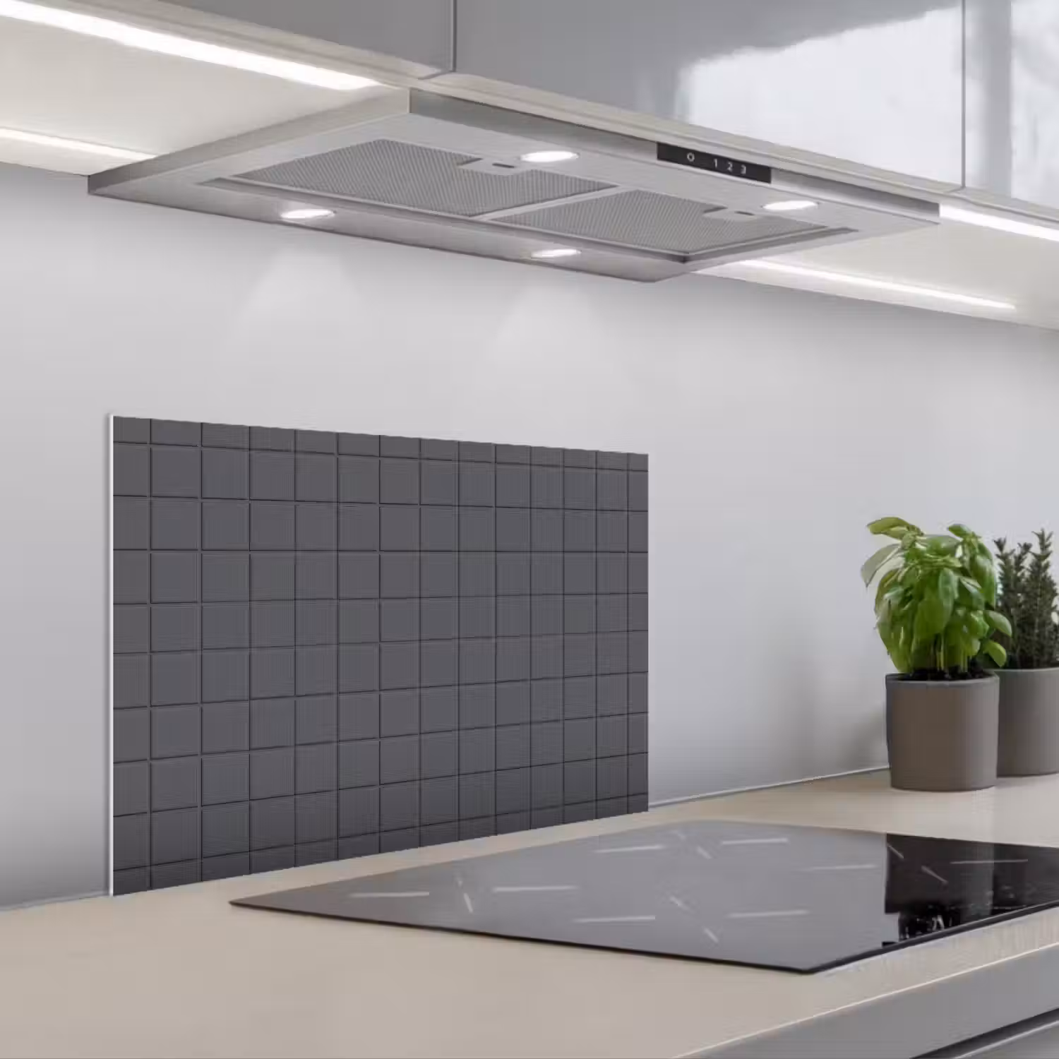 Patroon - Tegel - Grafiet - Grijs keuken achterwand spatscherm klein 900 -3d_schuin