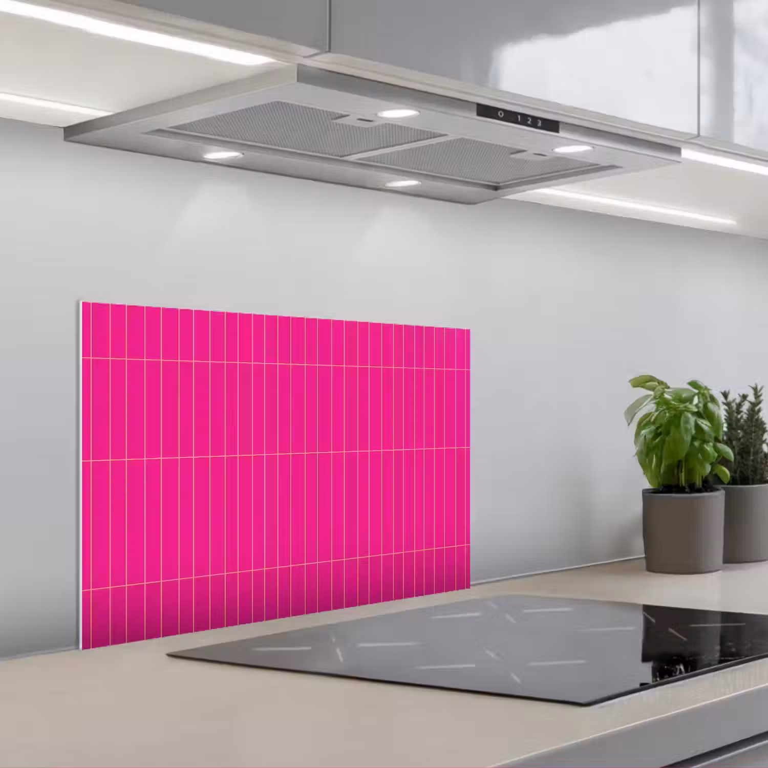 Patroon - Tegel - Magenta - Roze keuken achterwand spatscherm klein 900 -3d_schuin