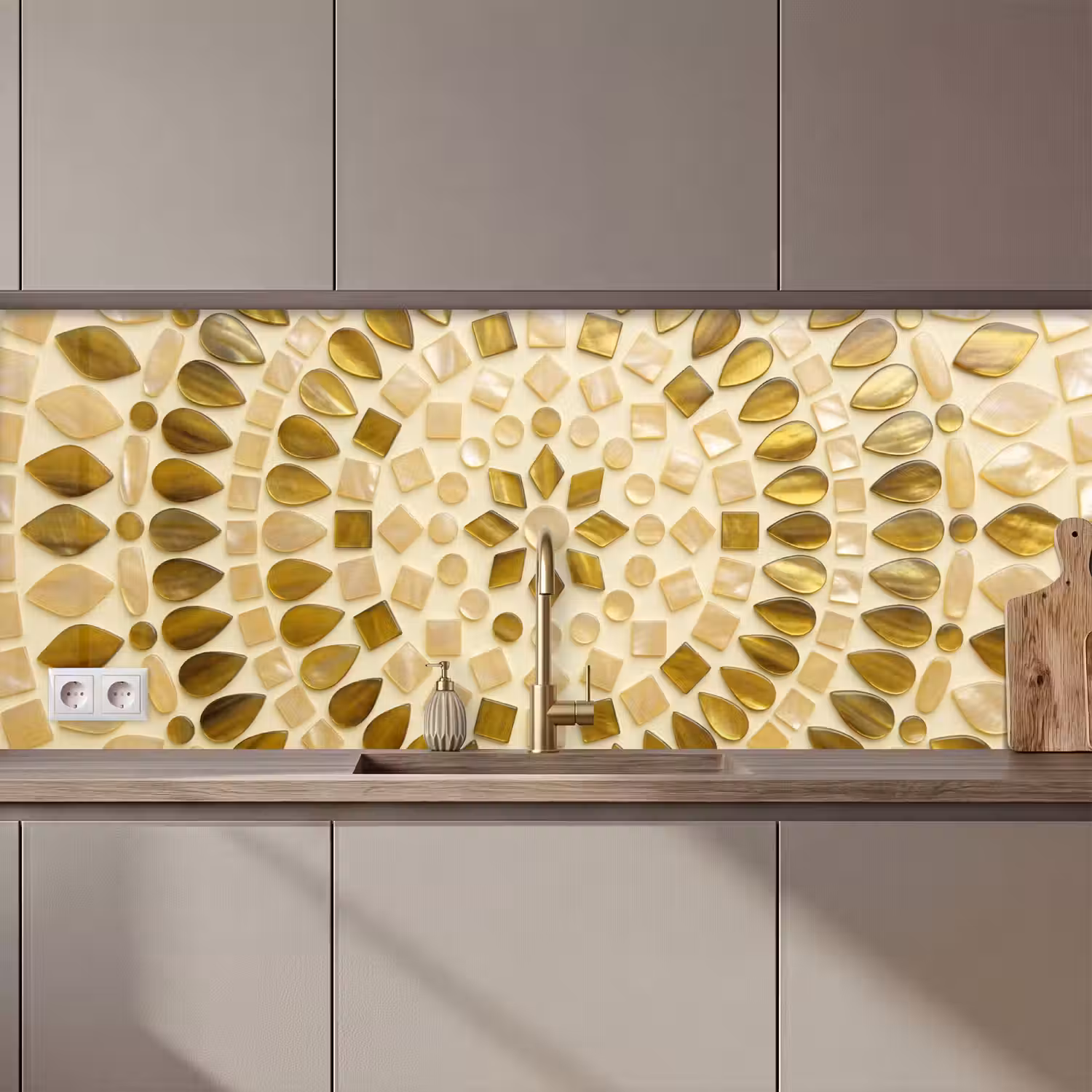 Patroon - Vormen - Mozaïek - Abstract - Goud keuken achterwand 2 middel zz_3dshopping