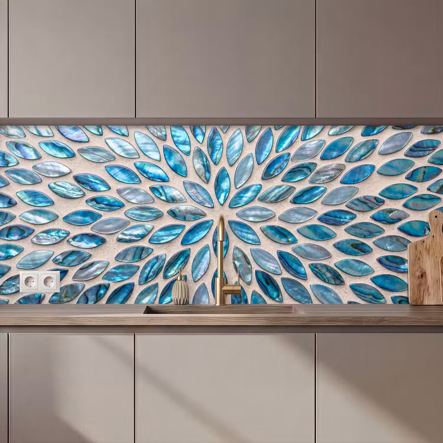 Patroon - Glans - Abstract - Blauw - Decoratie keuken achterwand 2 middel zz_3dshopping