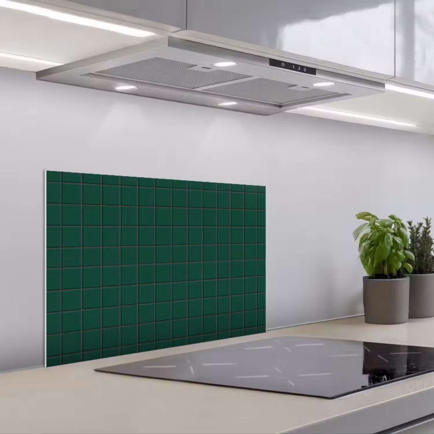 Patroon - Tegels - Dennen - Groen keuken achterwand spatscherm klein 900 -3d_schuin