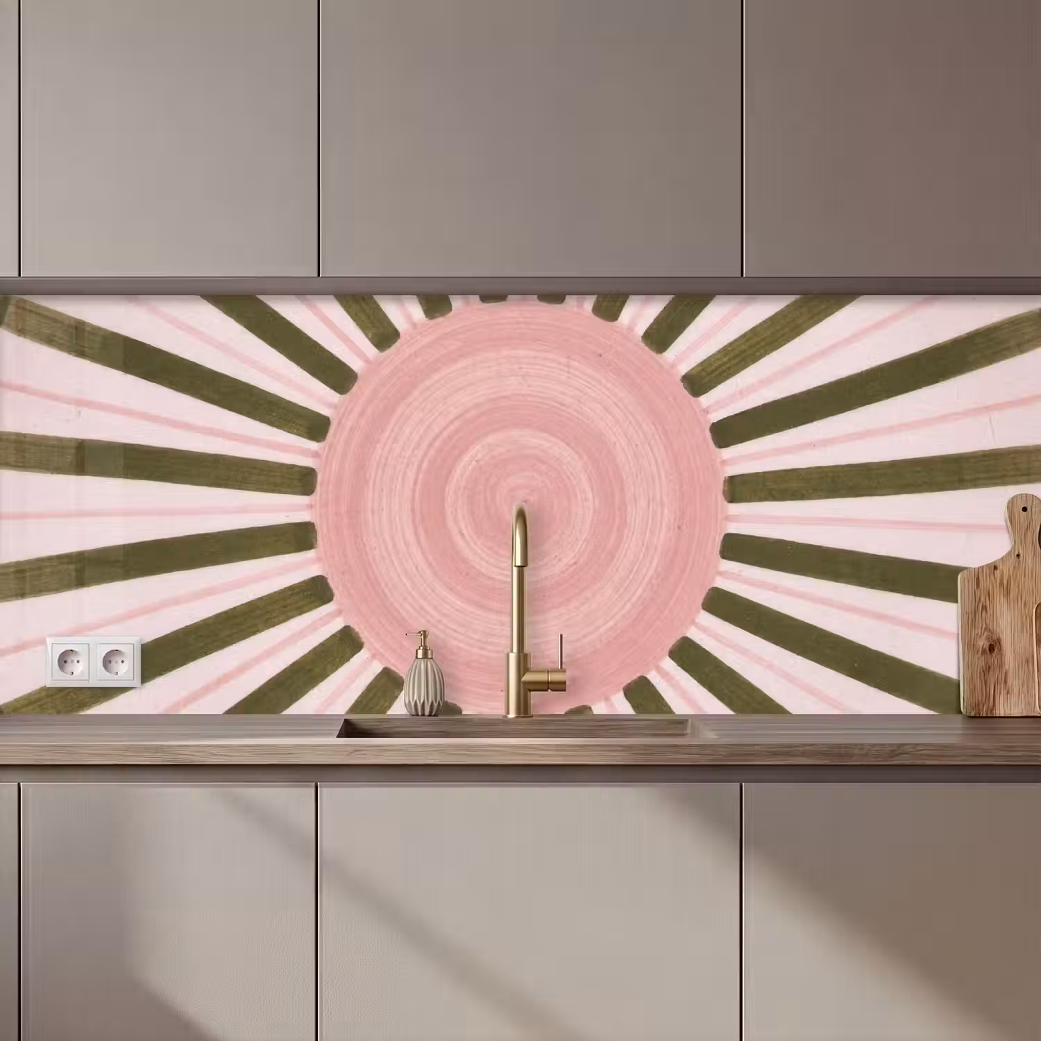 Patroon - Cirkel - Stralen - Abstract - Roze keuken achterwand 2 middel zz_3dshopping
