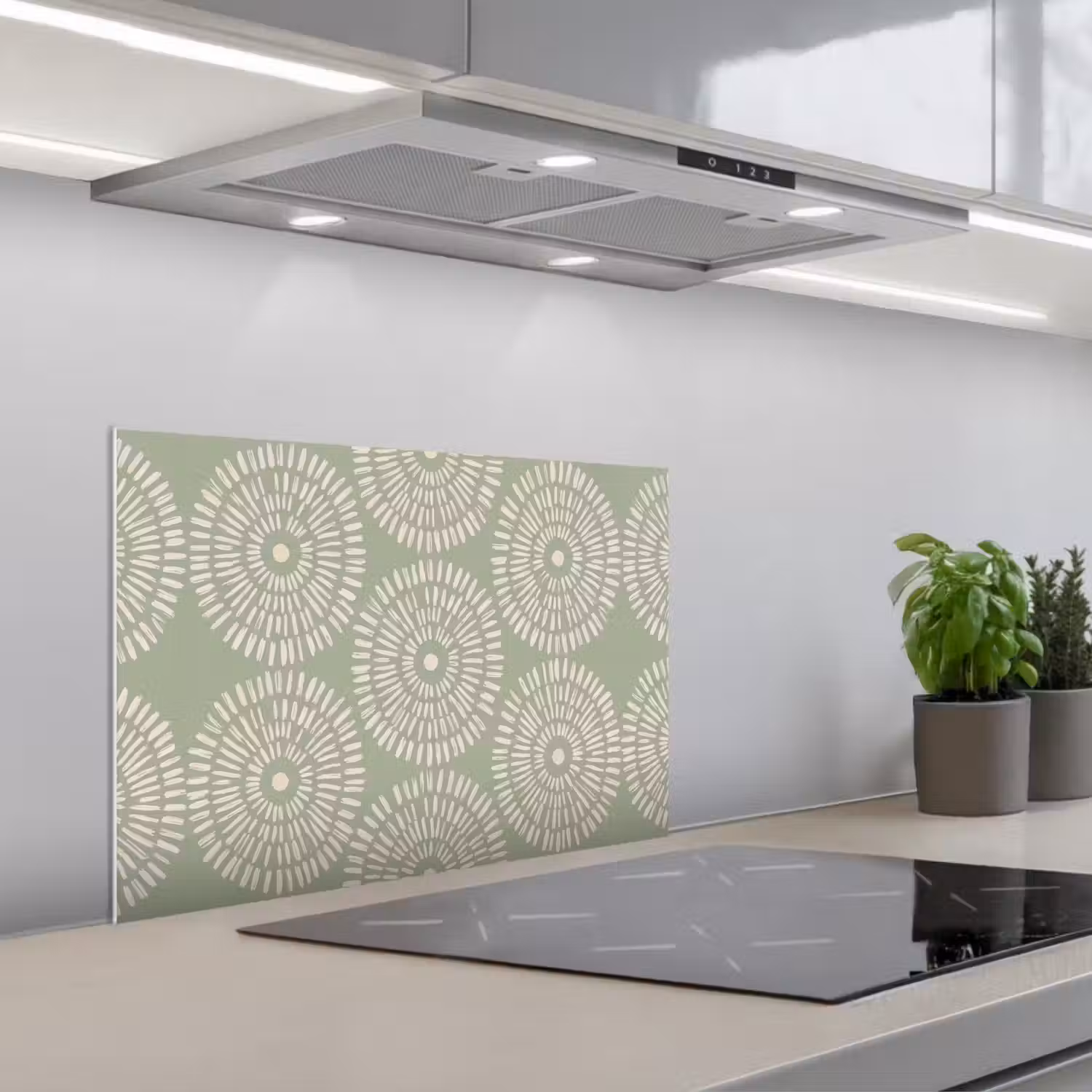 Patroon - Cirkels - Abstract - Modern - Groen keuken achterwand spatscherm klein -3d_schuin