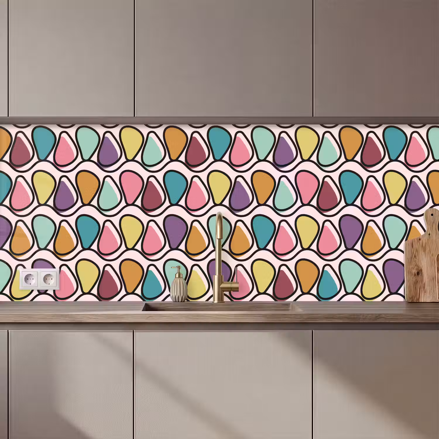 Patroon - Ovaal - Pastel keuken achterwand 2 middel 871 zz_3dshopping