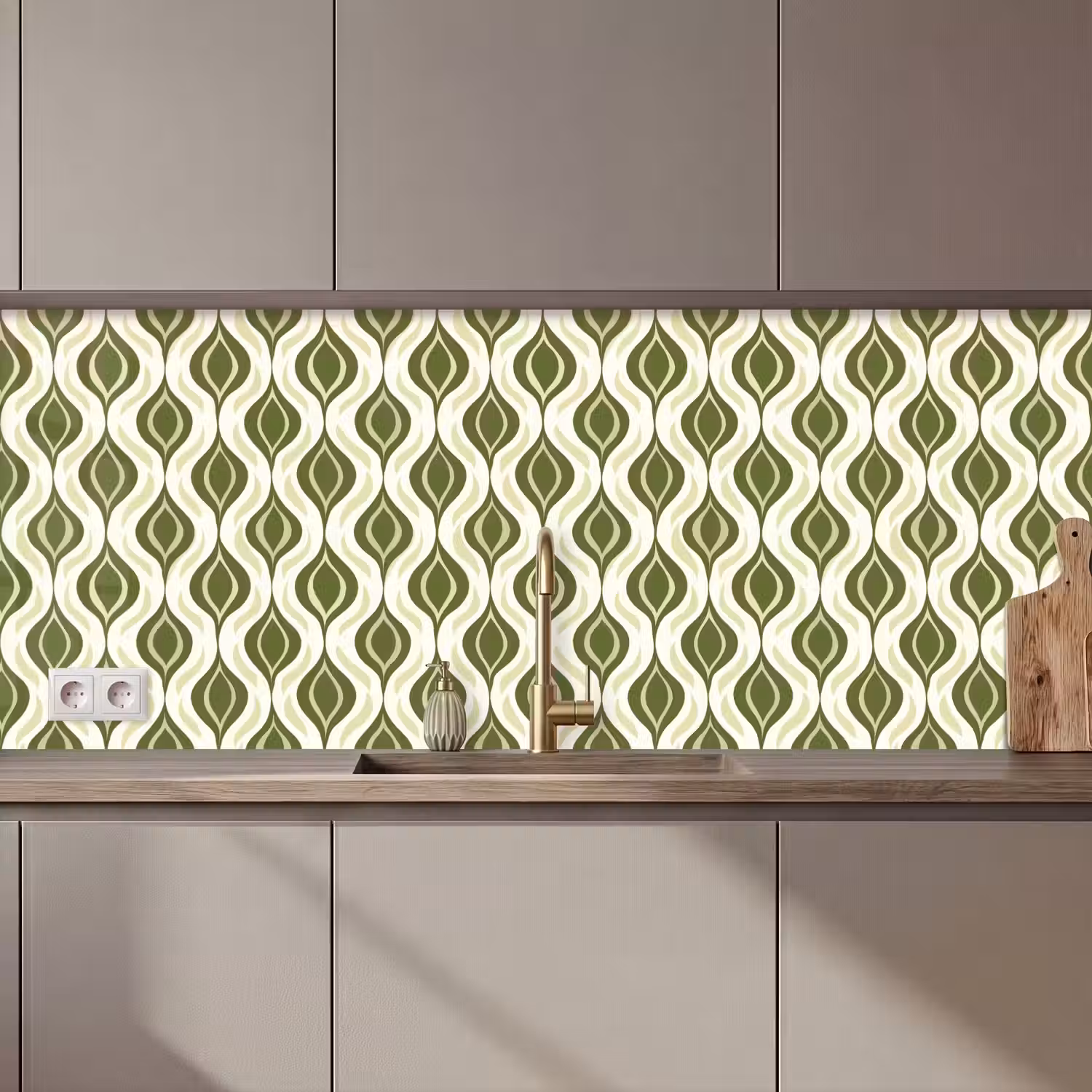 Patroon - Retro - Groen keuken achterwand 2 middel 871 zz_3dshopping