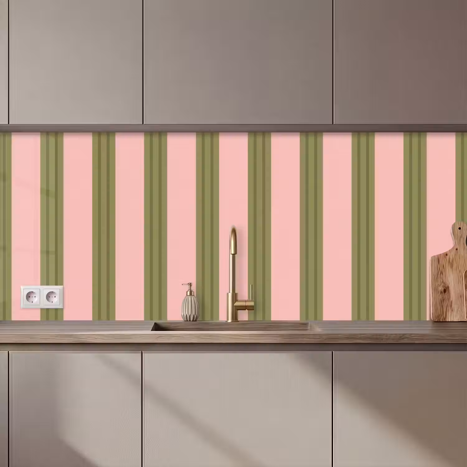 Patroon - Strepen - Abstract - Roze - Groen keuken achterwand 2 middel zz_3dshopping