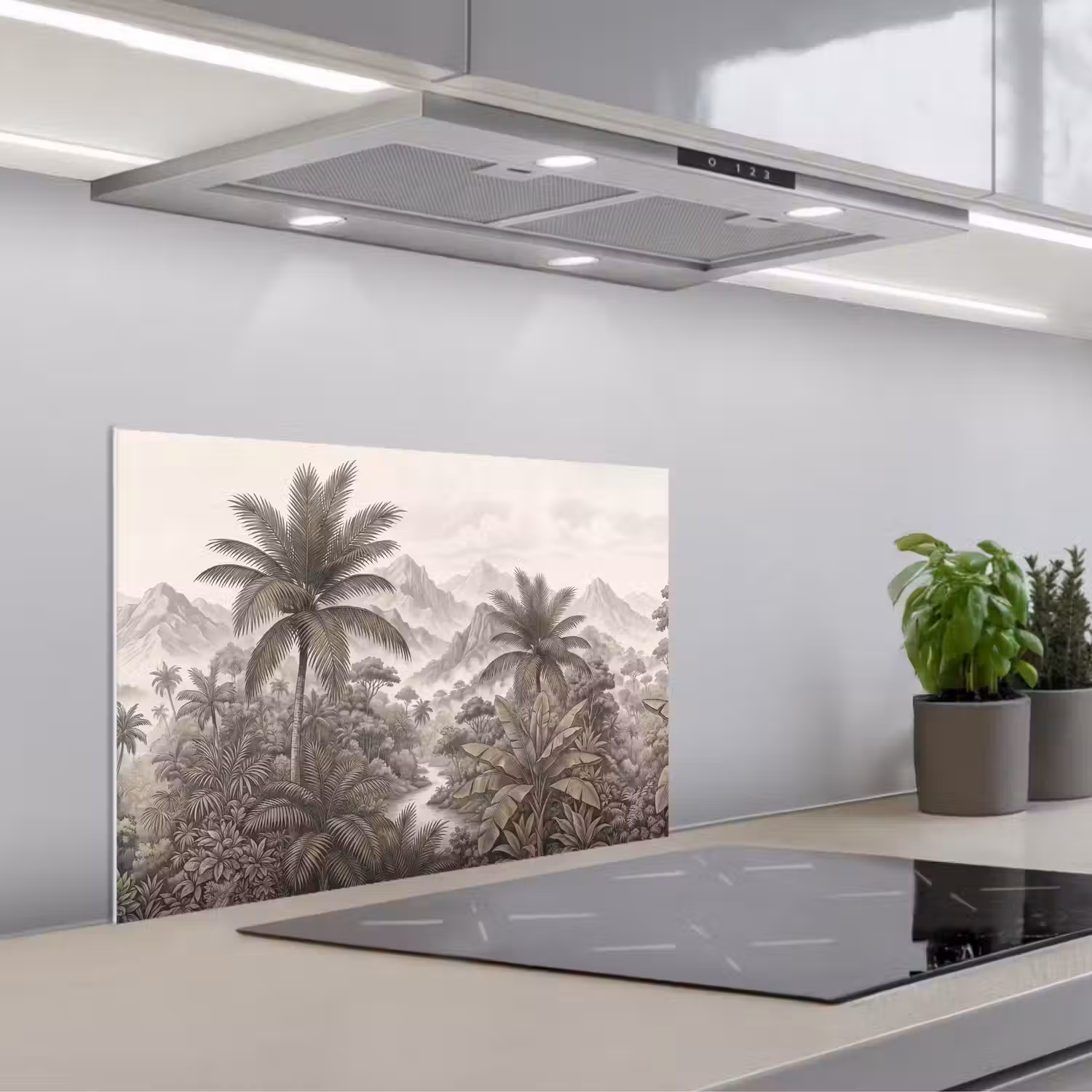 Natuur - Bergen - Rivier - Tropisch - Vintage keuken achterwand spatscherm klein -3d_schuin