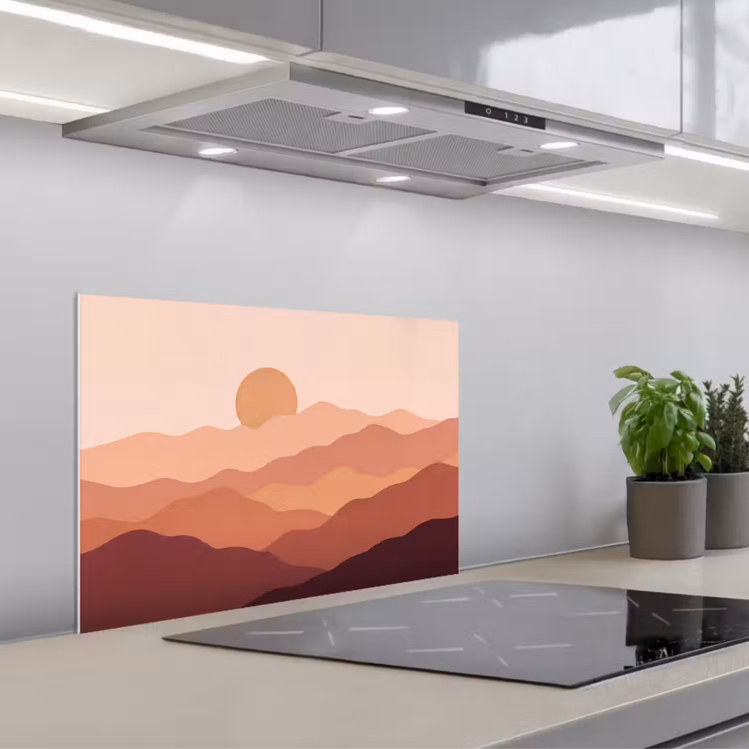 Natuur - Heuvels - Abstract - Modern - Oranje keuken achterwand spatscherm klein -3d_schuin