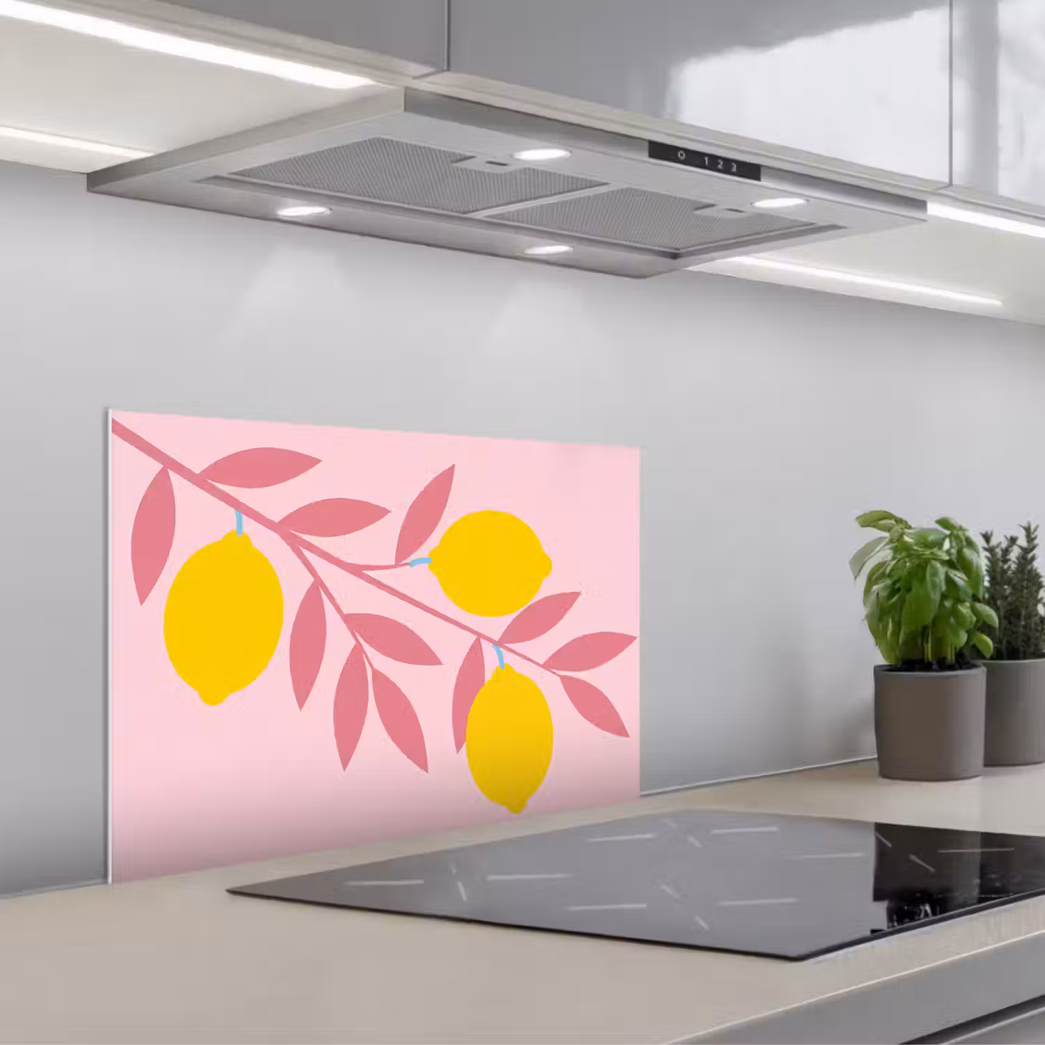 Fruit - Tak - Natuur - Abstract - Roze keuken achterwand spatscherm klein -3d_schuin