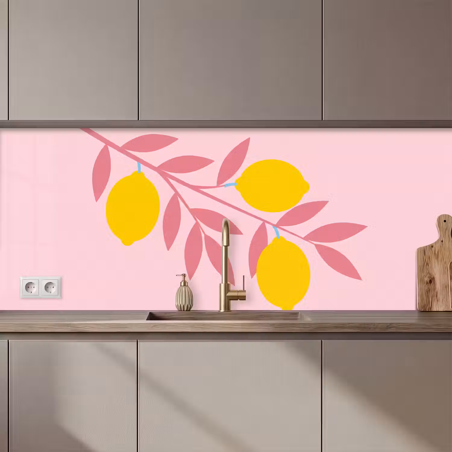Fruit - Tak - Natuur - Abstract - Roze keuken achterwand 2 middel zz_3dshopping