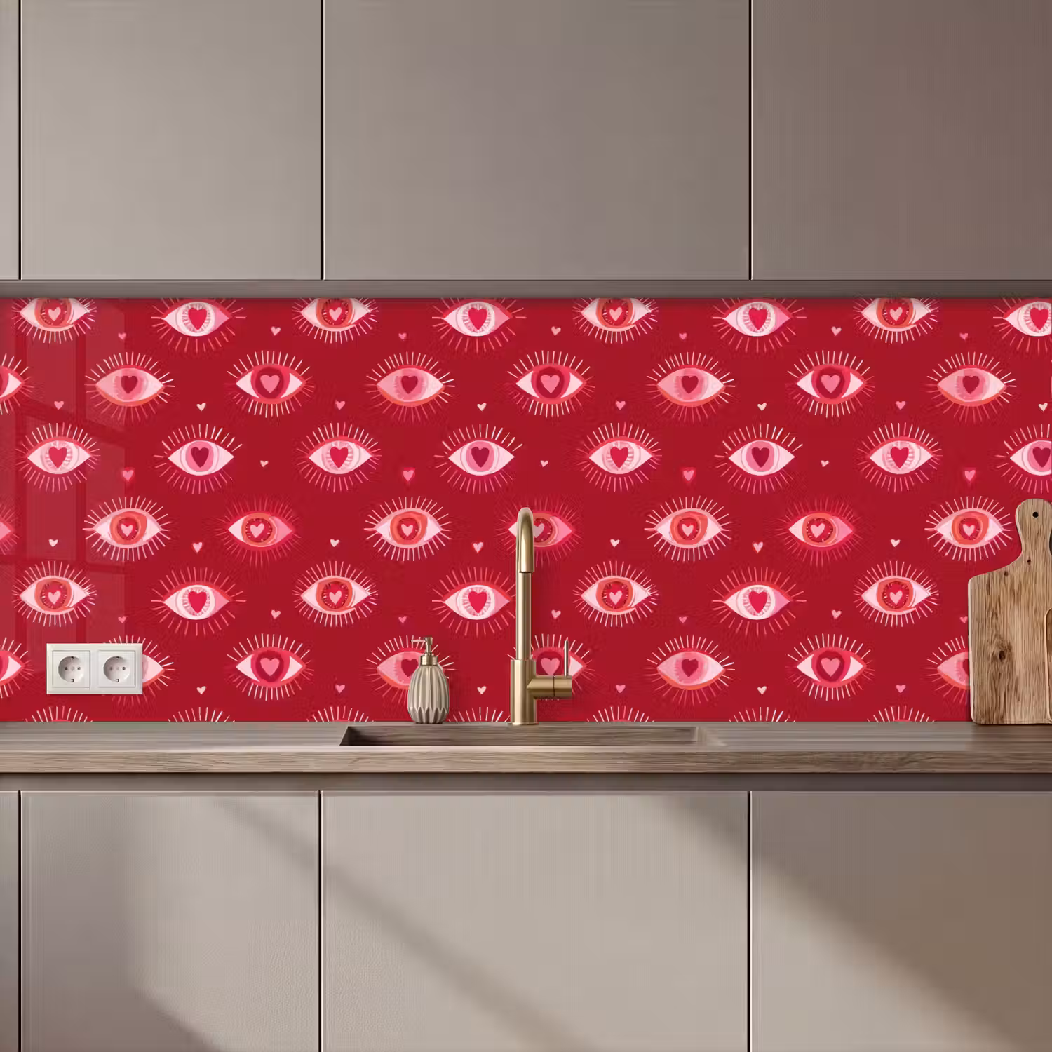 Ogen - Patroon - Roze - Donkerrood keuken achterwand 2 middel 871 zz_3dshopping