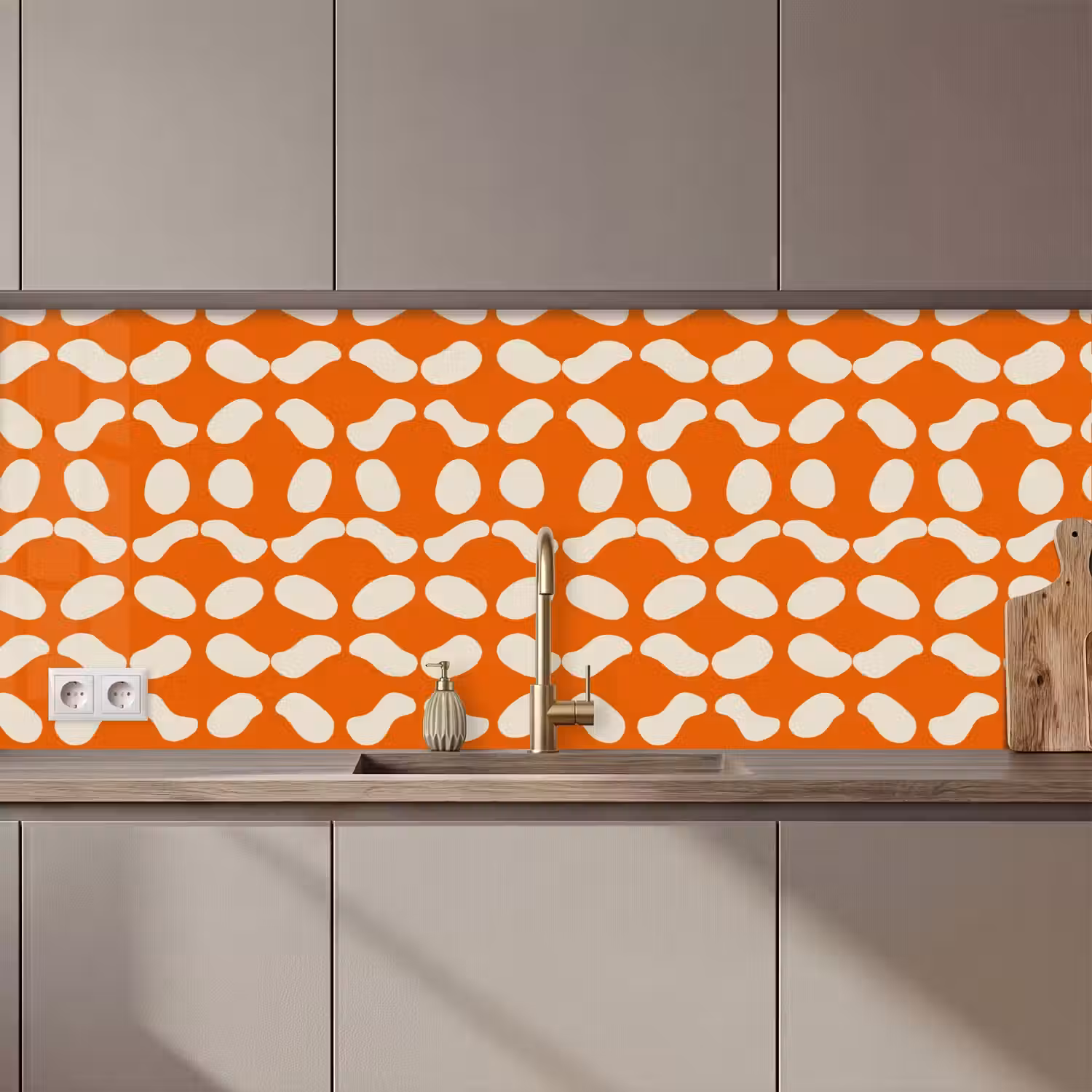 Oranje - Organische vormen - Wit keuken achterwand 2 middel 871 zz_3dshopping