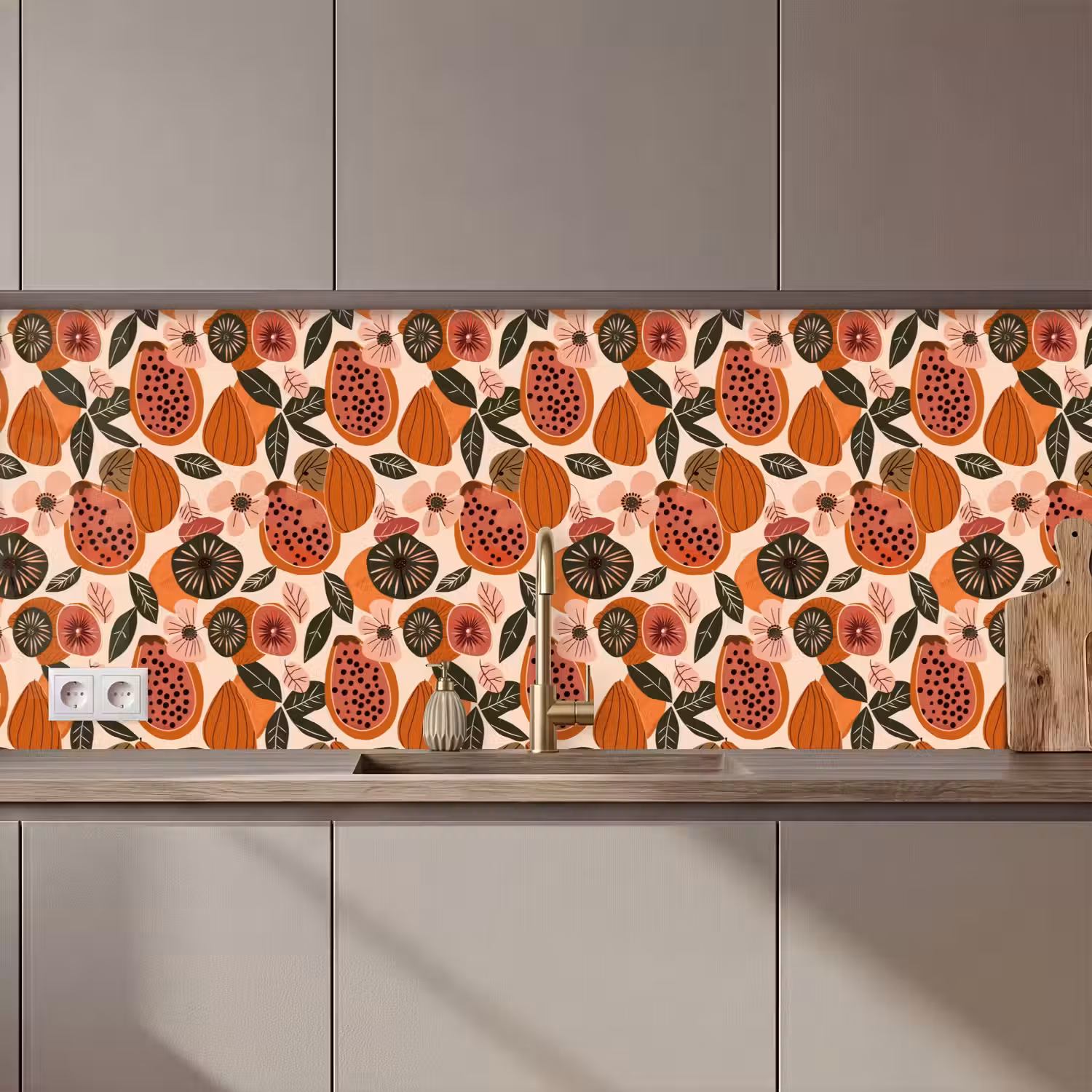 Papaja - Bloesem - Oranje keuken achterwand 2 middel 871 zz_3dshopping