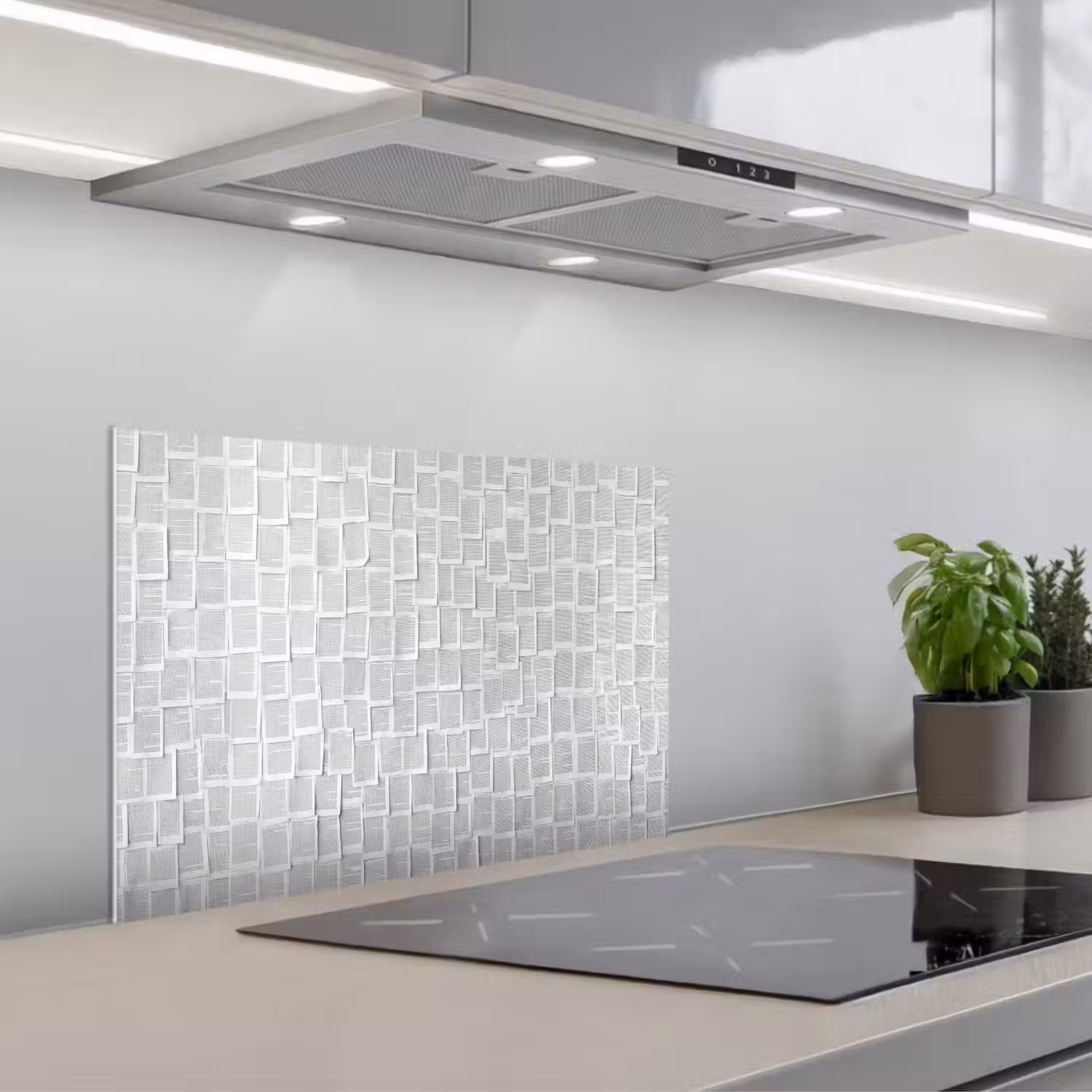 Papier - Overlappend - Textuur - Modern - Wit keuken achterwand spatscherm klein -3d_schuin