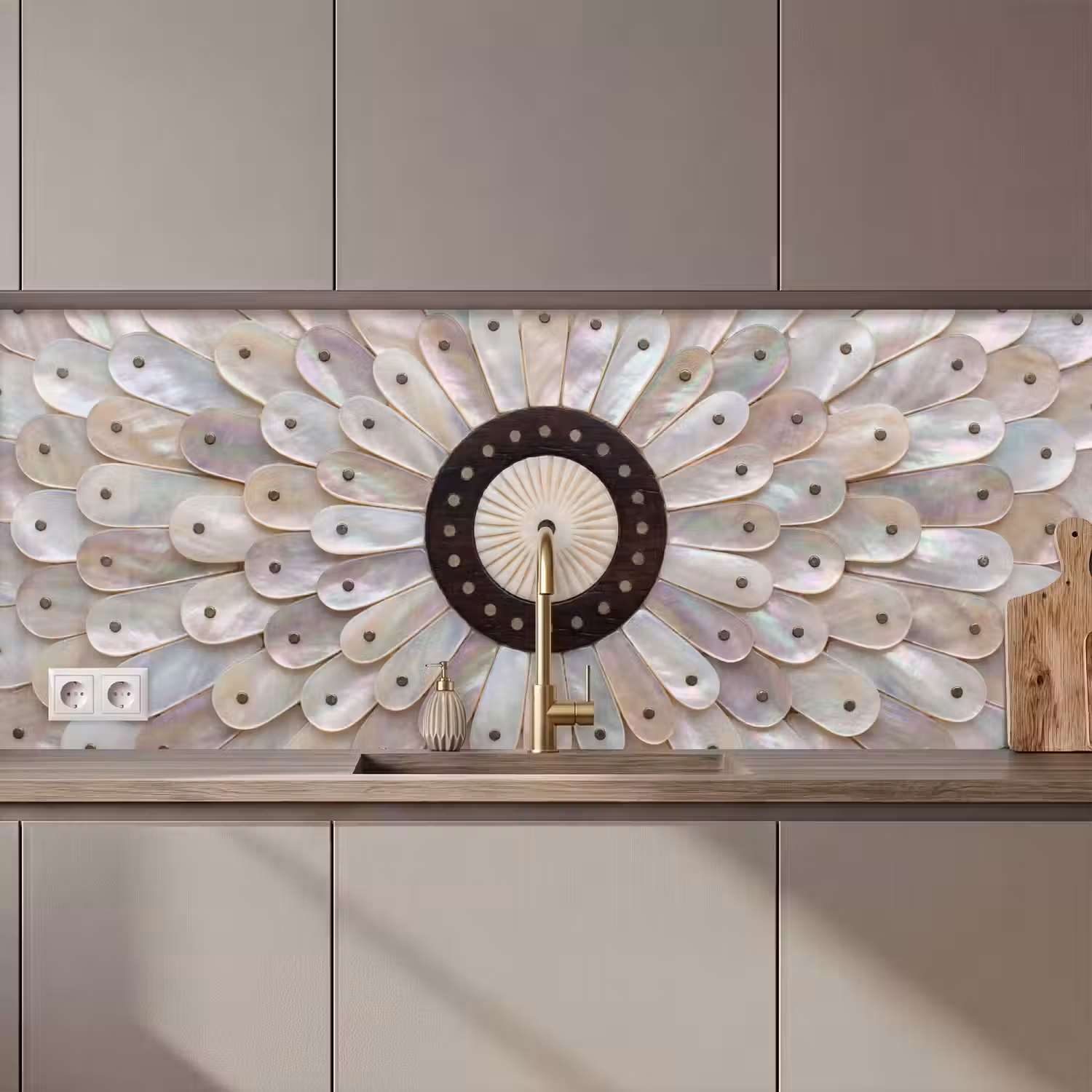 Parelmoer - Patroon - Decoratie - Ambacht - Wit keuken achterwand 2 middel zz_3dshopping