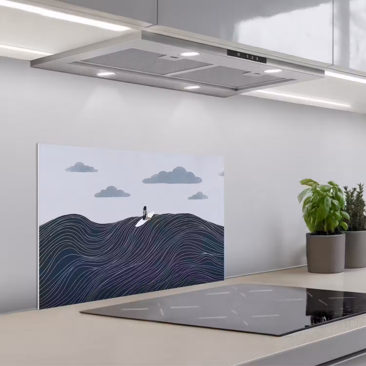 Persoon - Surfen - Oceaan - Natuur - Modern keuken achterwand spatscherm klein -3d_schuin
