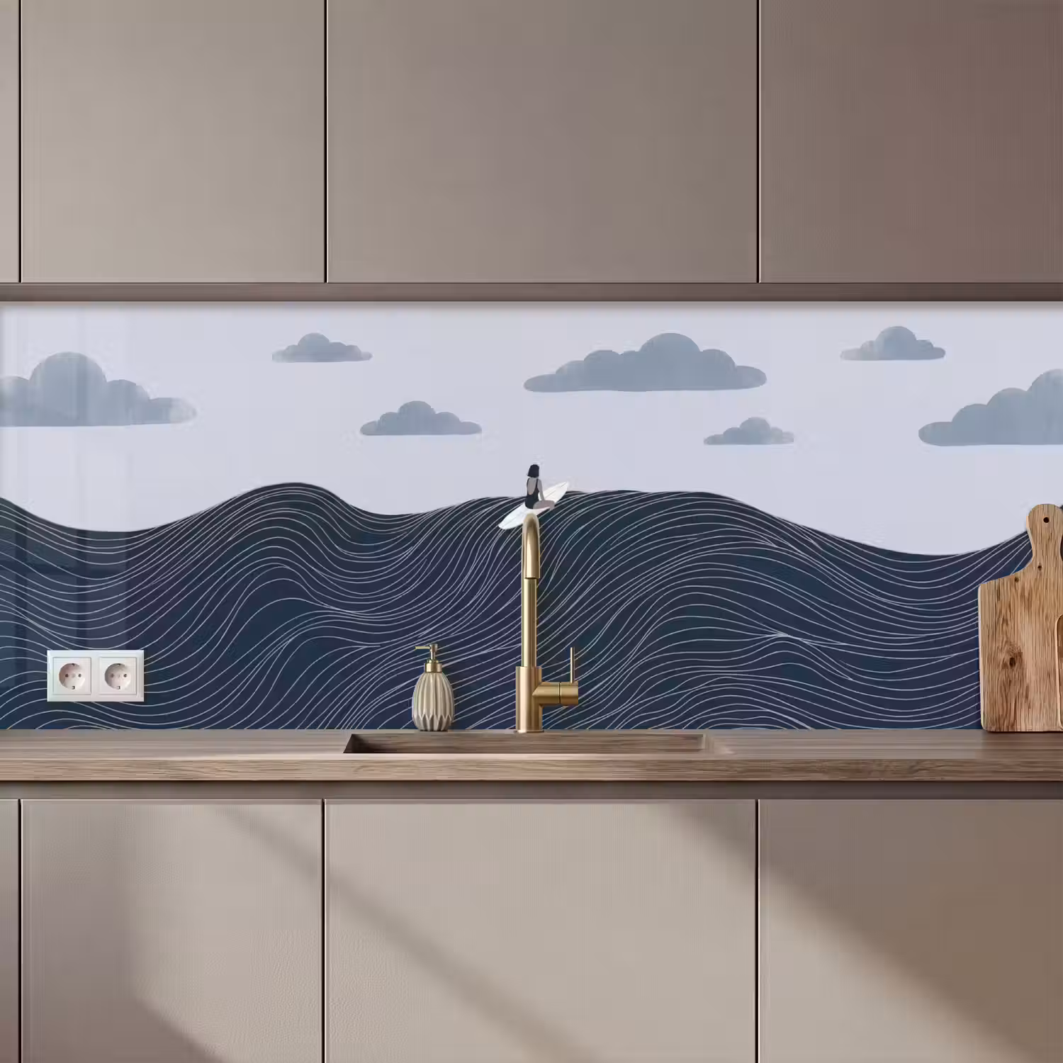 Persoon - Surfen - Oceaan - Natuur - Modern keuken achterwand 2 middel zz_3dshopping