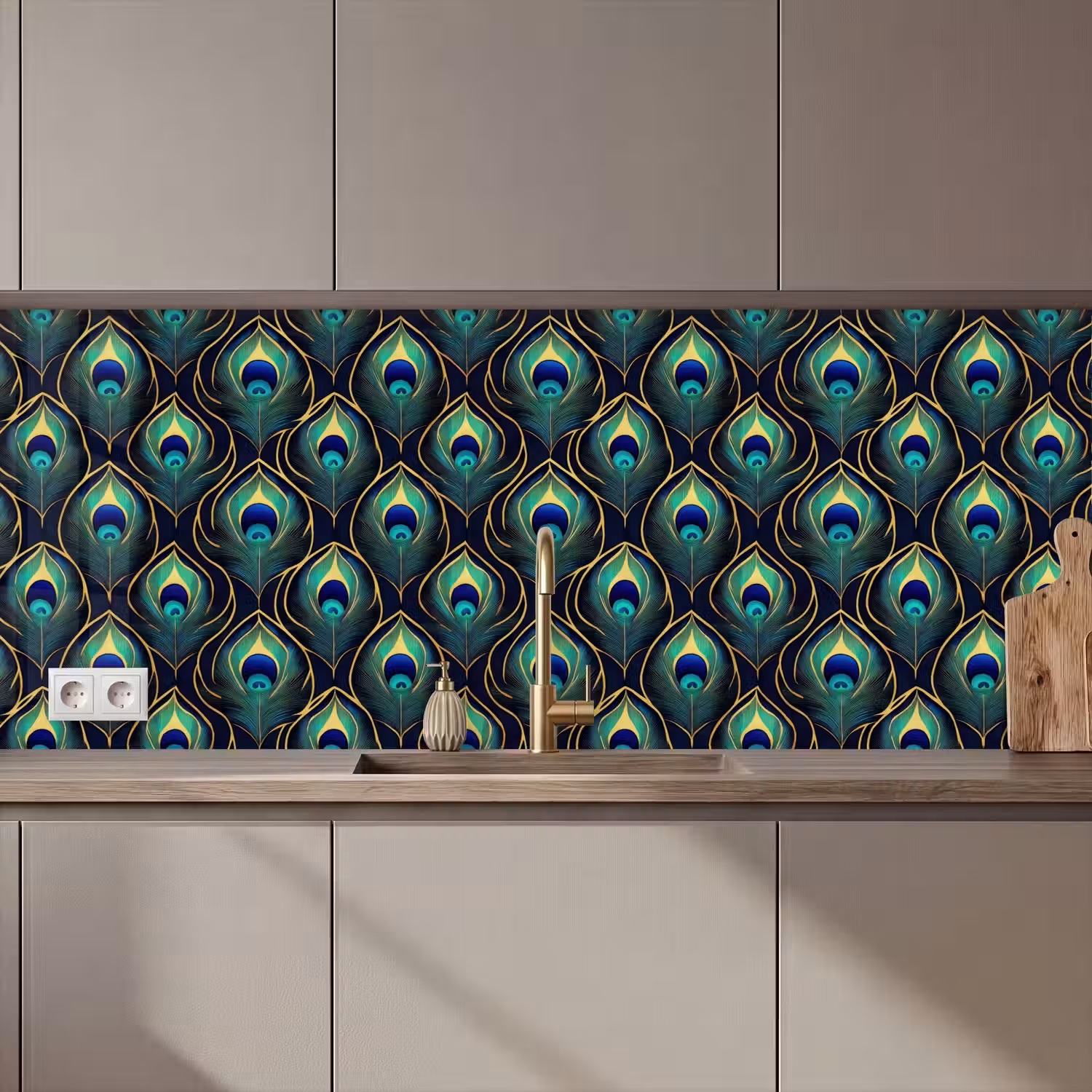 Pauw - Veren - Groen keuken achterwand 2 middel 871 zz_3dshopping