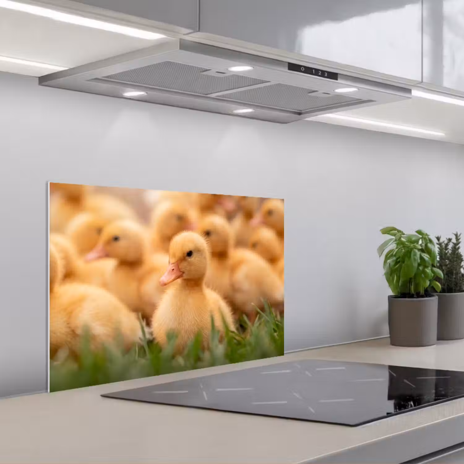 Pijltje - Eend - Natuur - Geel keuken achterwand spatscherm klein -3d_schuin