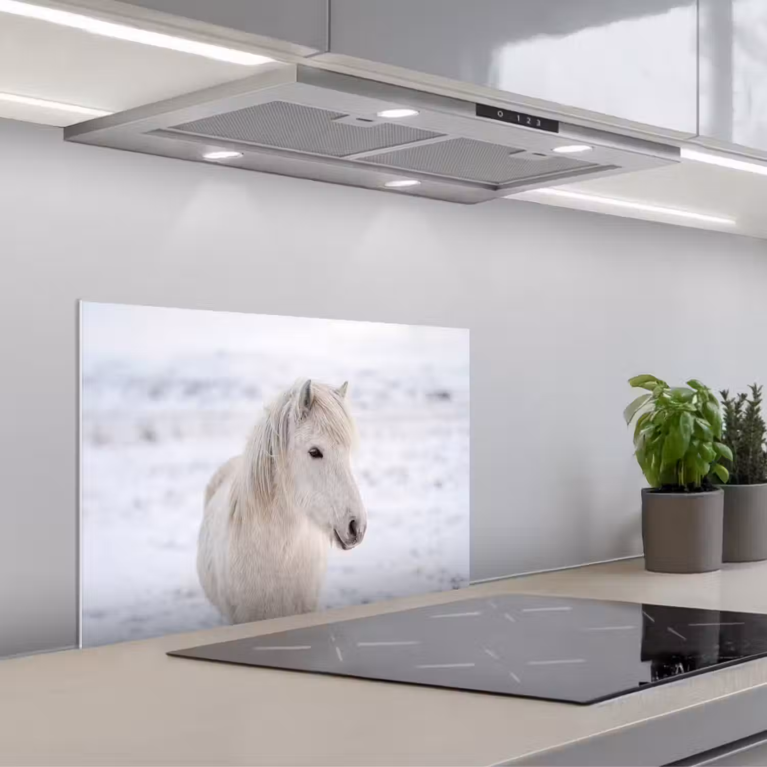 Paard - Kop - Winter - Dieren - Wit keuken achterwand spatscherm klein -3d_schuin