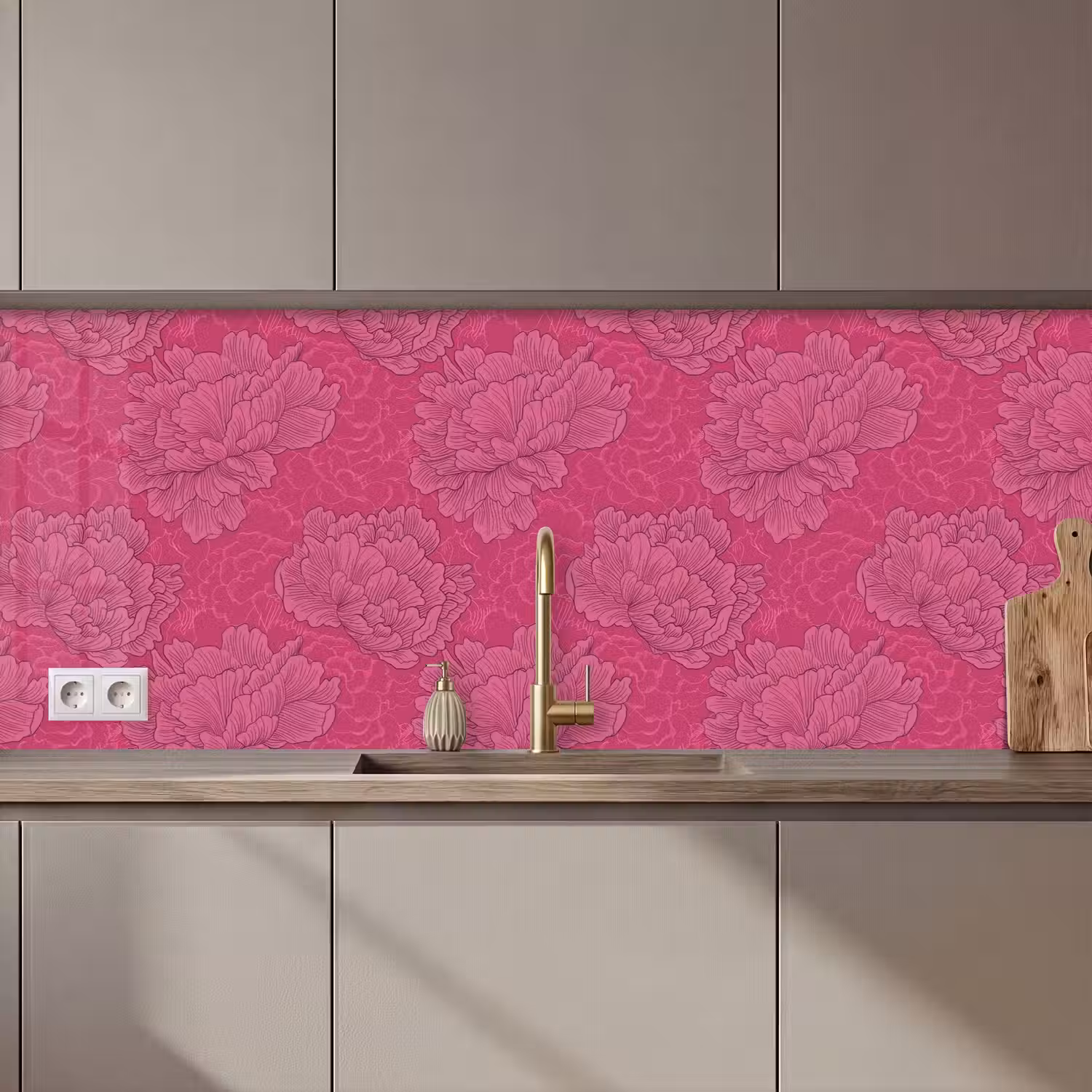 Pioenrozen - Energiek - Roze keuken achterwand 2 middel 871 zz_3dshopping