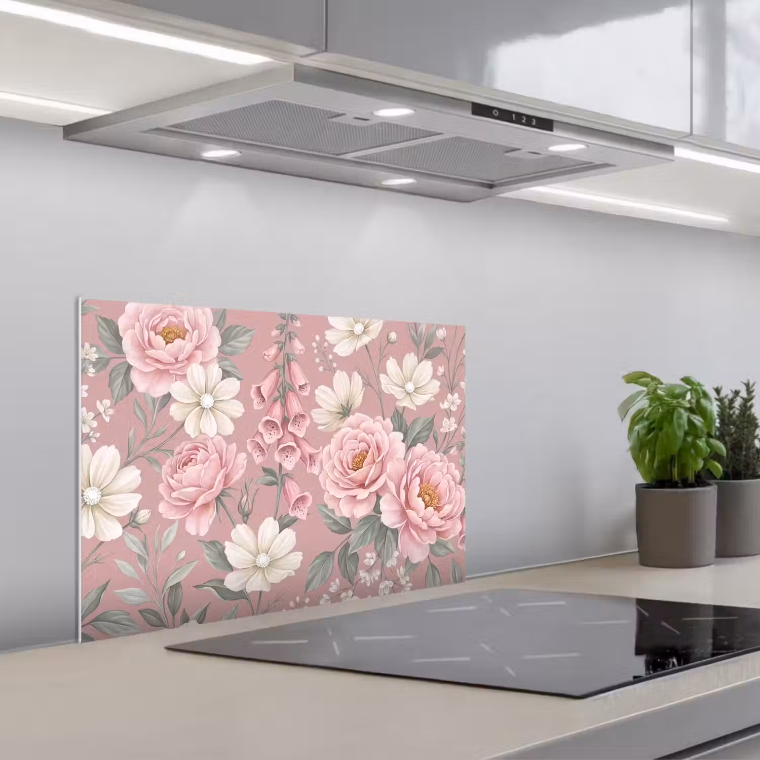 Pioenrozen - Vingerhoedskruid - Pink keuken achterwand spatscherm klein -3d_schuin
