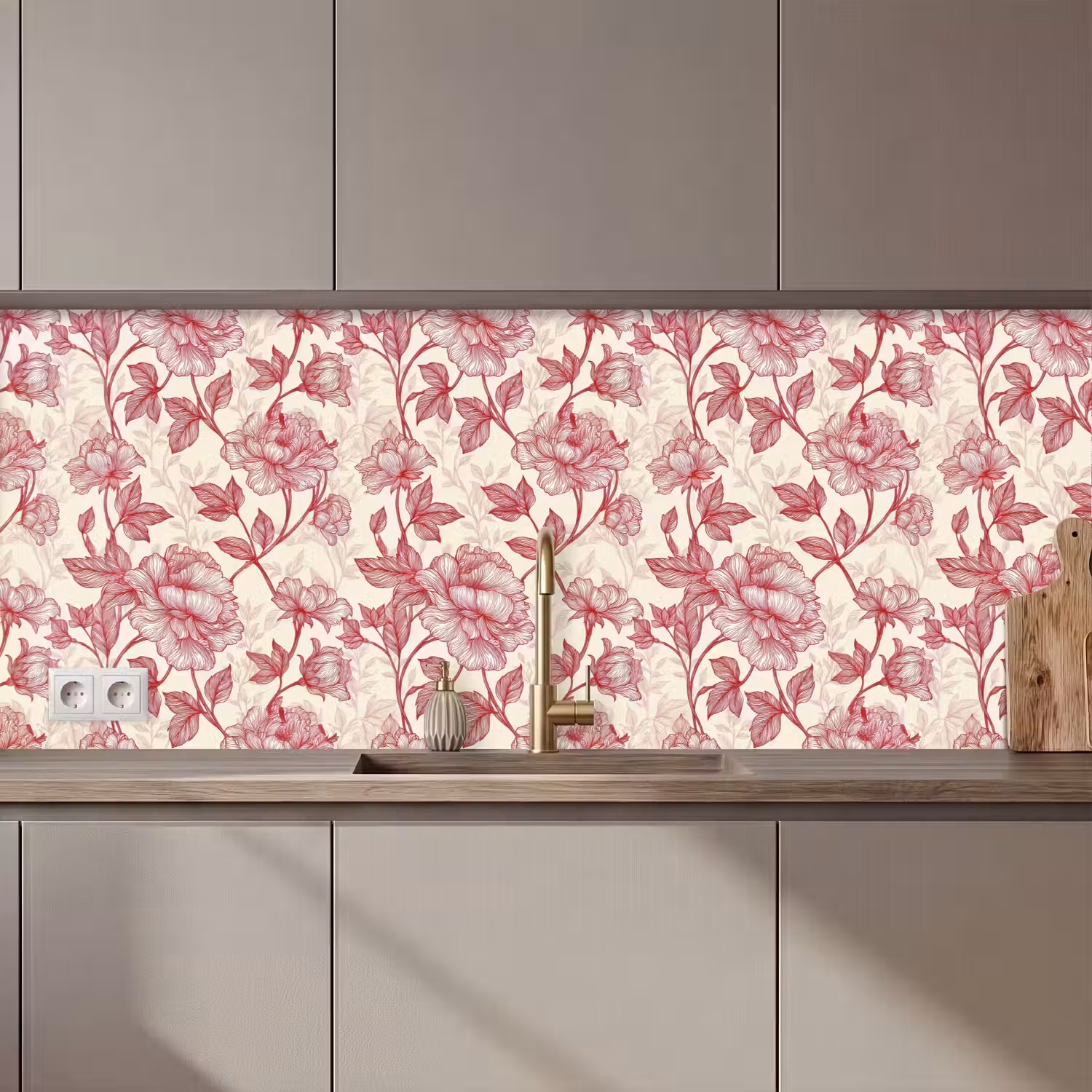 Pioenrozen - Modern - Rood keuken achterwand 2 middel 871 zz_3dshopping
