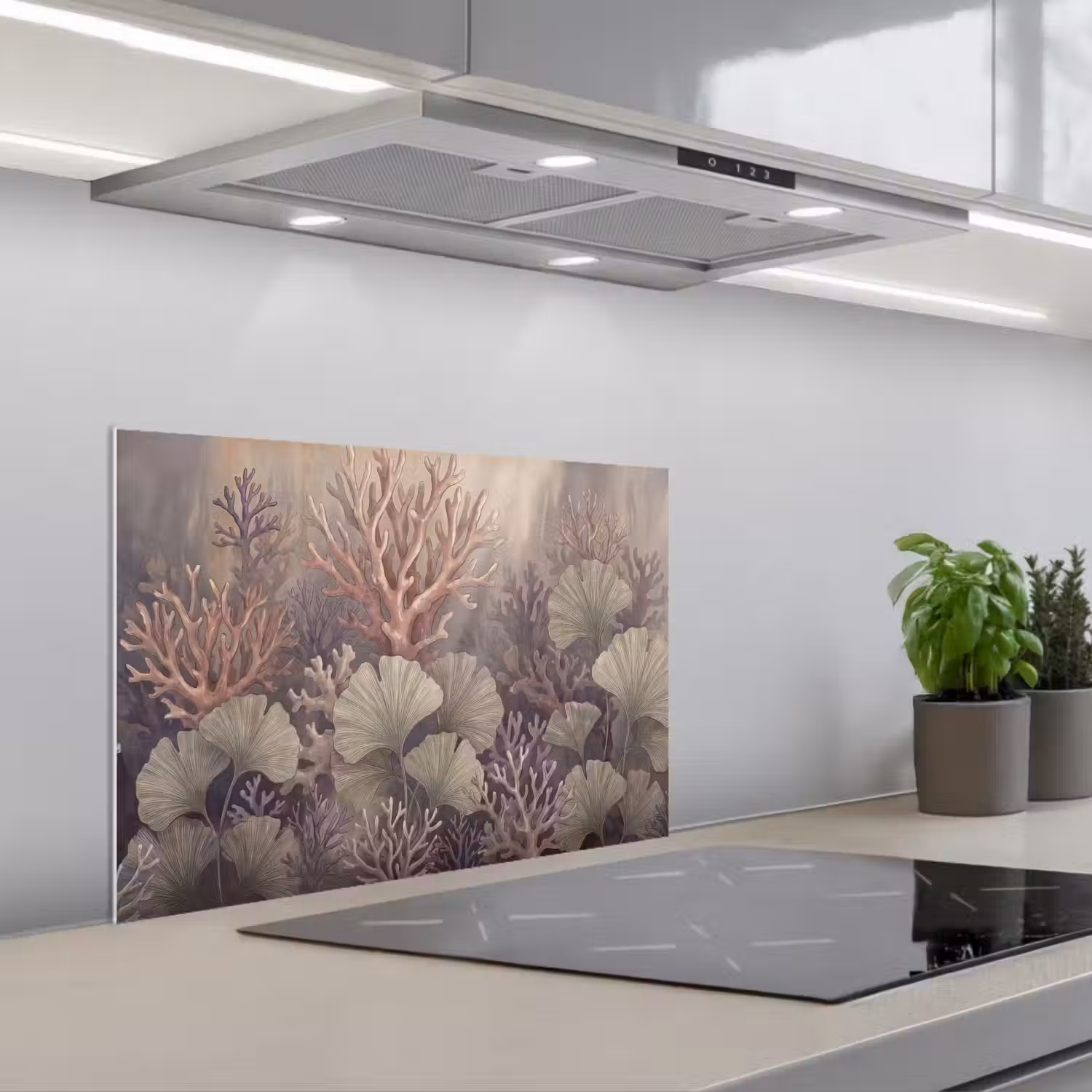 Plant - Bladeren - Zee - Illustratie - Groen keuken achterwand spatscherm klein -3d_schuin
