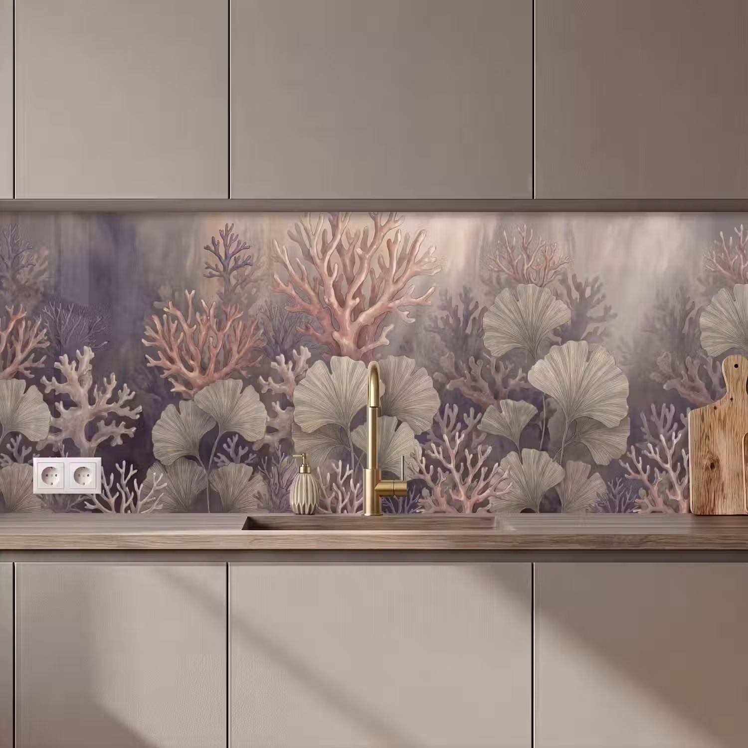 Plant - Bladeren - Zee - Illustratie - Groen keuken achterwand 2 middel zz_3dshopping