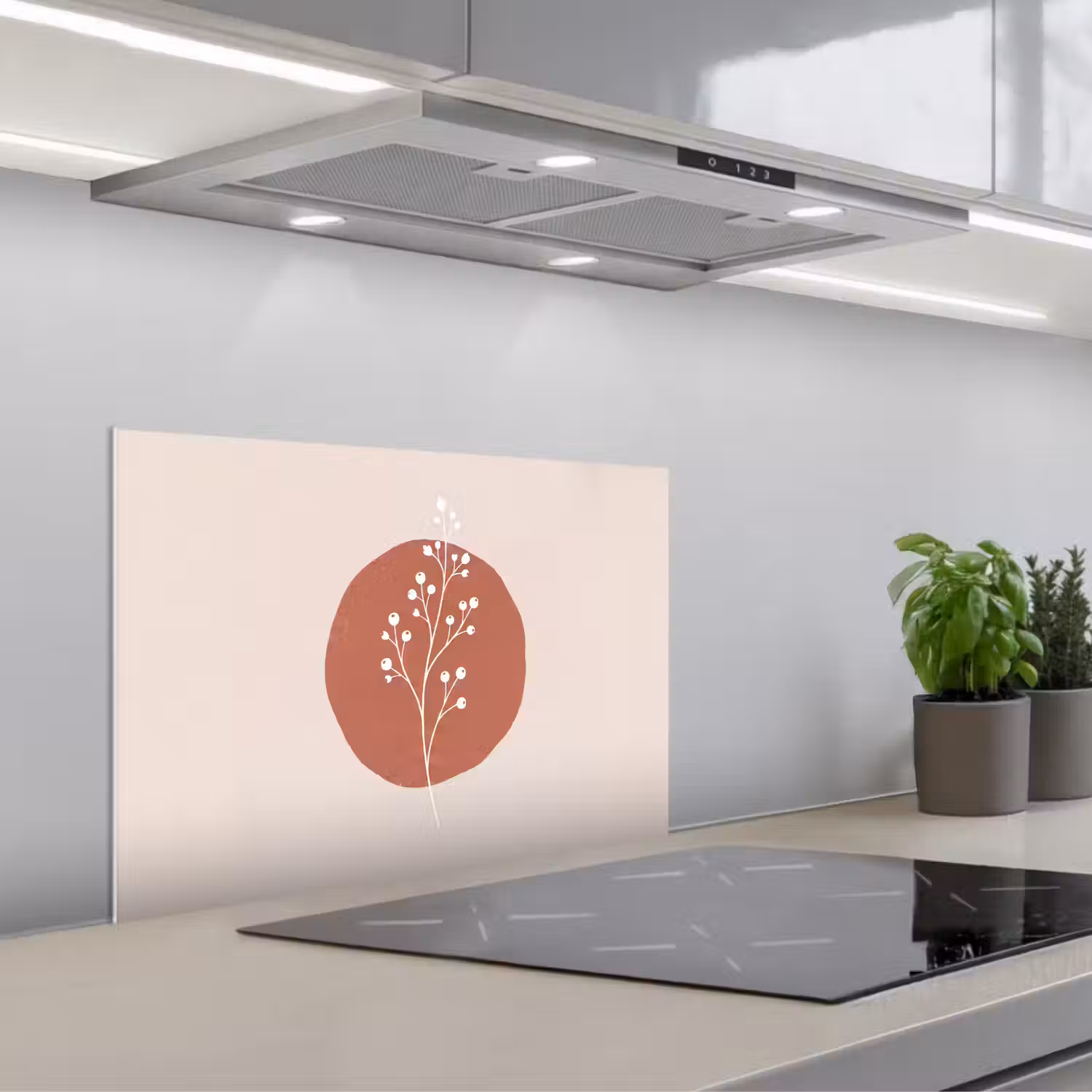 Plant - Tak - Abstract - Modern - Wit keuken achterwand spatscherm klein -3d_schuin