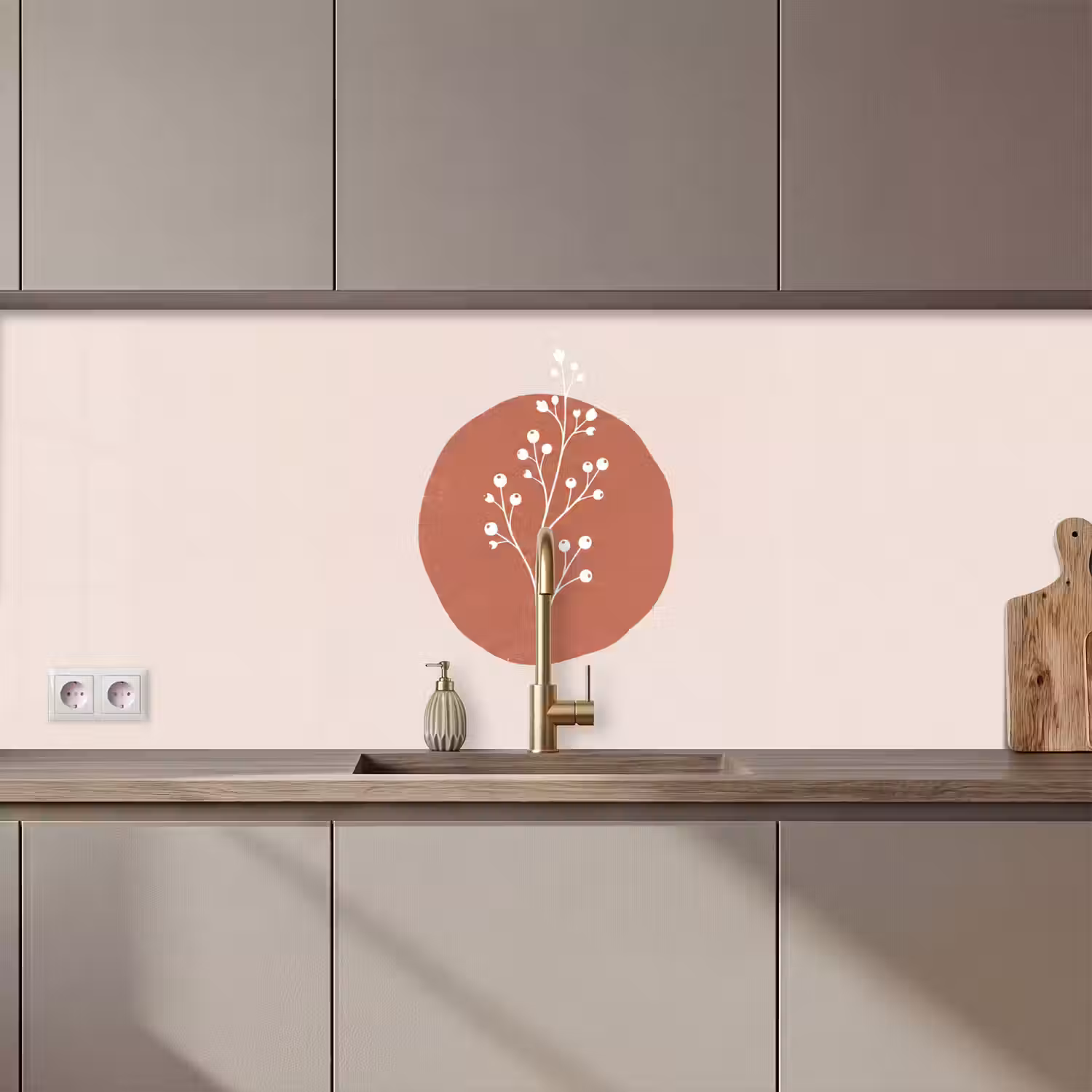 Plant - Tak - Abstract - Modern - Wit keuken achterwand 2 middel zz_3dshopping