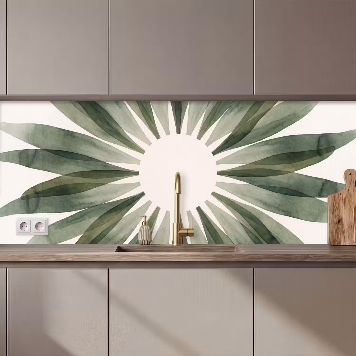 Planten - Abstract - Waterverf - Groen - Natuur keuken achterwand 2 middel zz_3dshopping