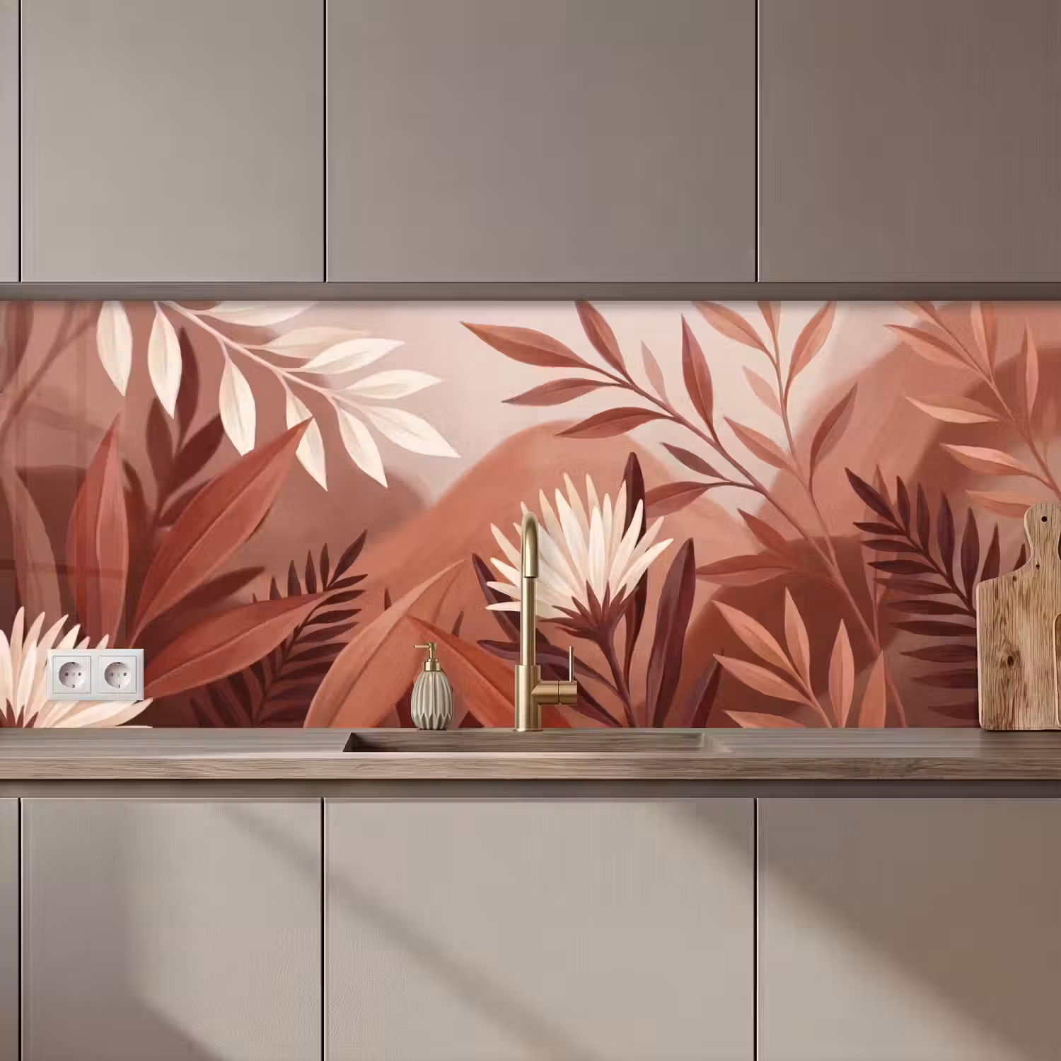 Planten - Bladeren - Botanisch - Modern - Bruin keuken achterwand 2 middel zz_3dshopping