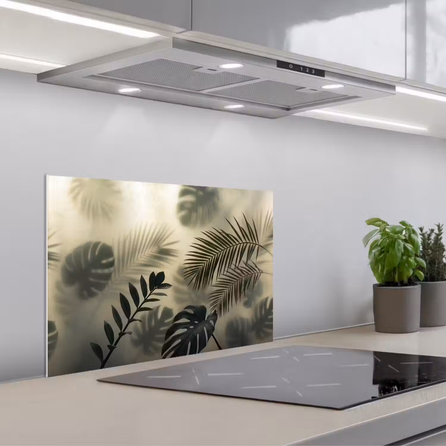 Planten - Bladeren - Schaduwen - Groen - Modern keuken achterwand spatscherm klein -3d_schuin