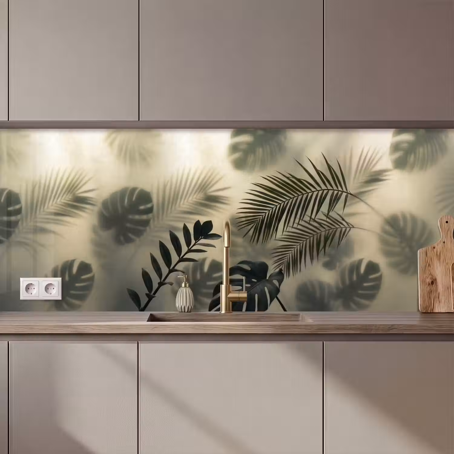 Planten - Bladeren - Schaduwen - Groen - Modern keuken achterwand 2 middel zz_3dshopping