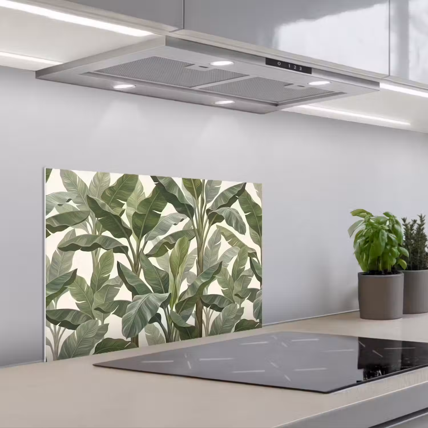 Planten - Bladeren - Tropisch - Groen keuken achterwand spatscherm klein -3d_schuin