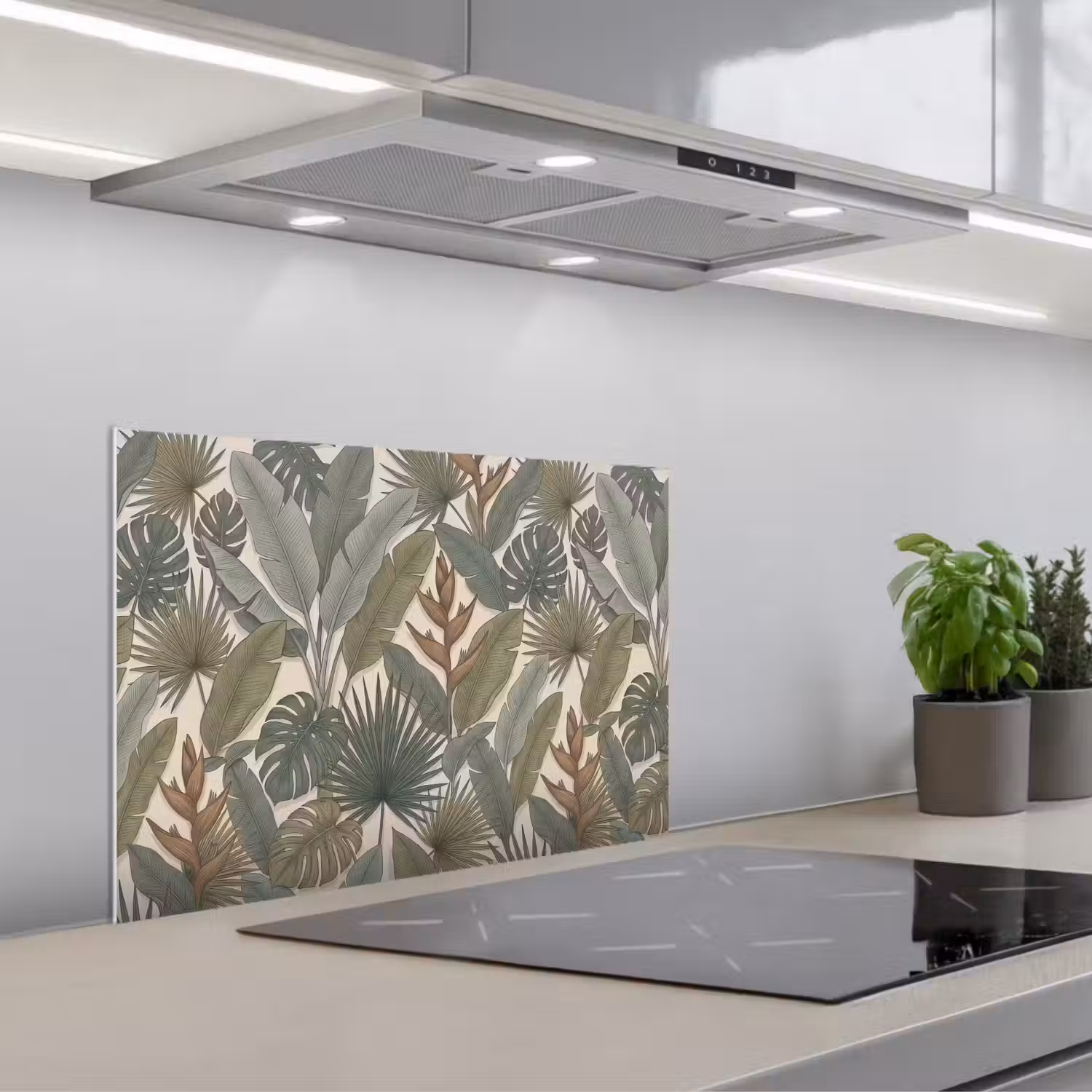 Planten - Tropisch - Natuur - Illustratie - Groen keuken achterwand spatscherm klein -3d_schuin