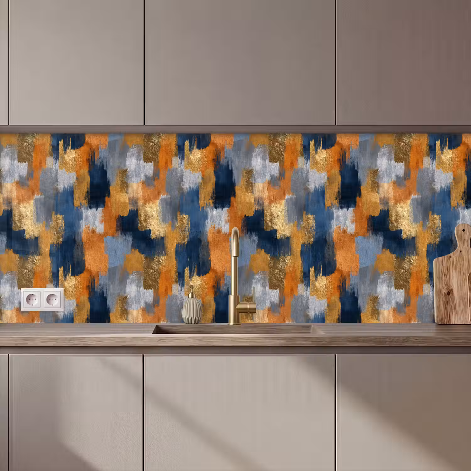 Penseelstrepen - Ruw - Textuur - Koperblauw keuken achterwand 2 middel 871 zz_3dshopping