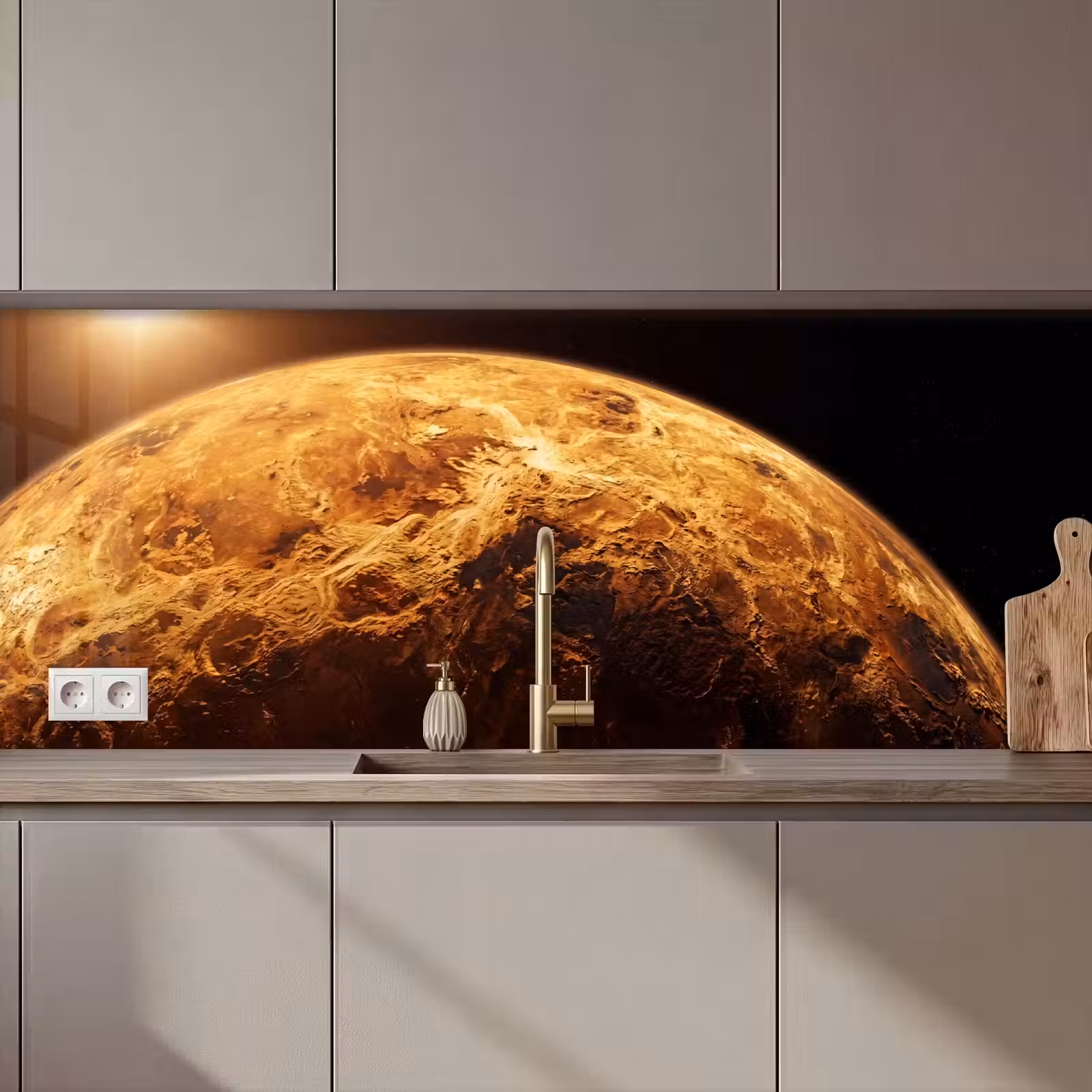 Küchenrückwand - Planet – Weltraum – Orange - Planeet - Ruimte - Oranje keuken achterwand 2 middel zz_3dshopping