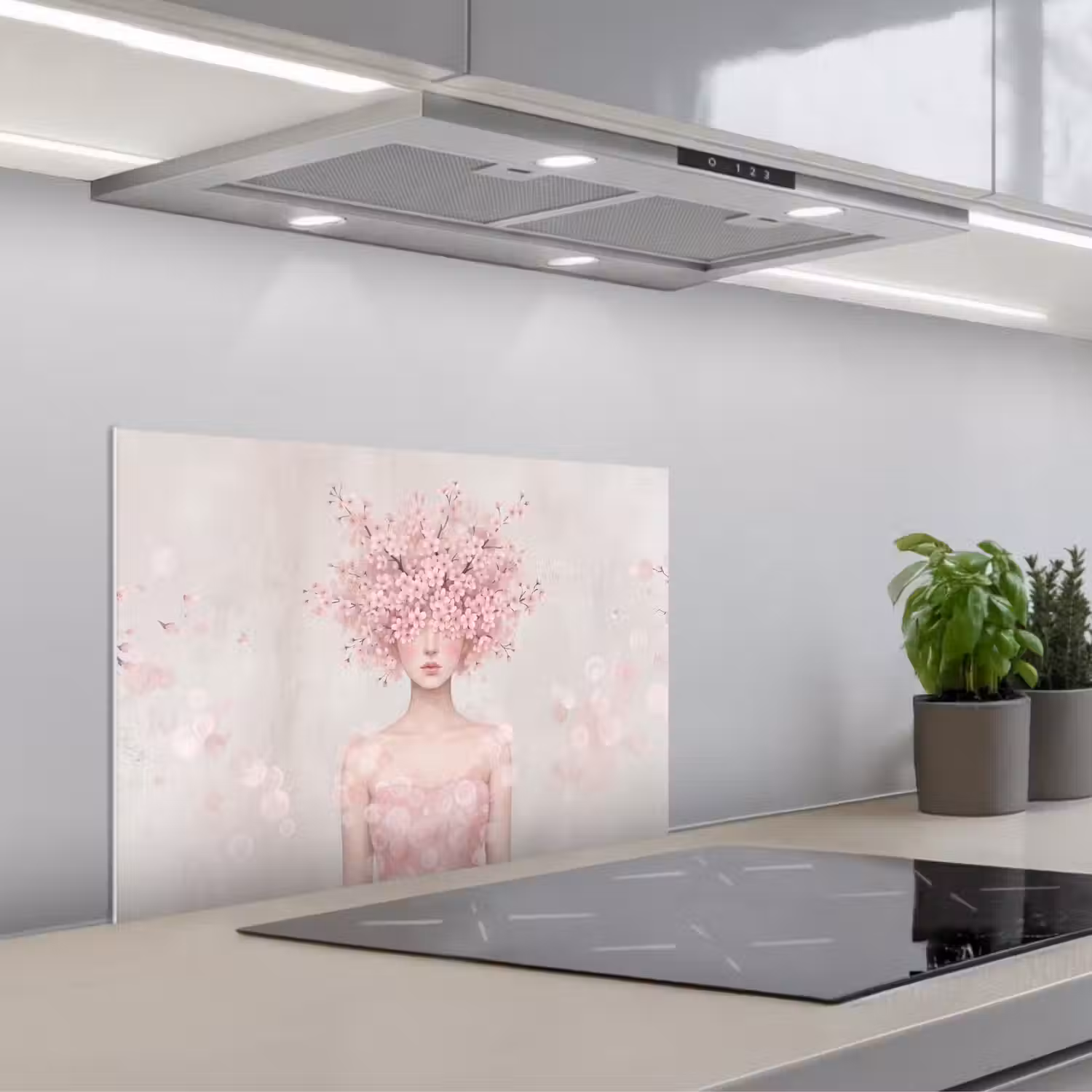Portret - Kersenbloesem - Roze keuken achterwand spatscherm klein -3d_schuin