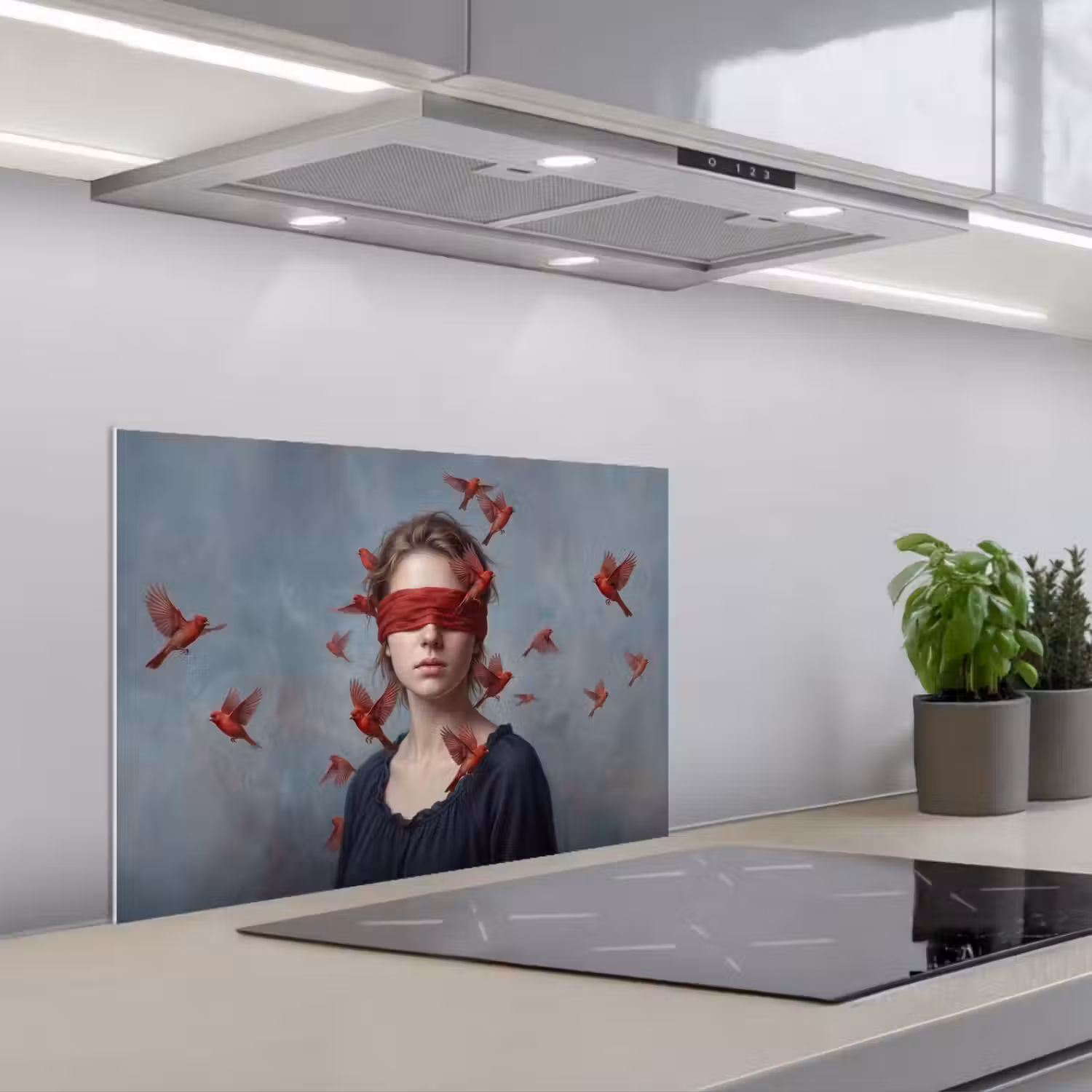 Portret - Krachtig - Rood keuken achterwand spatscherm klein -3d_schuin
