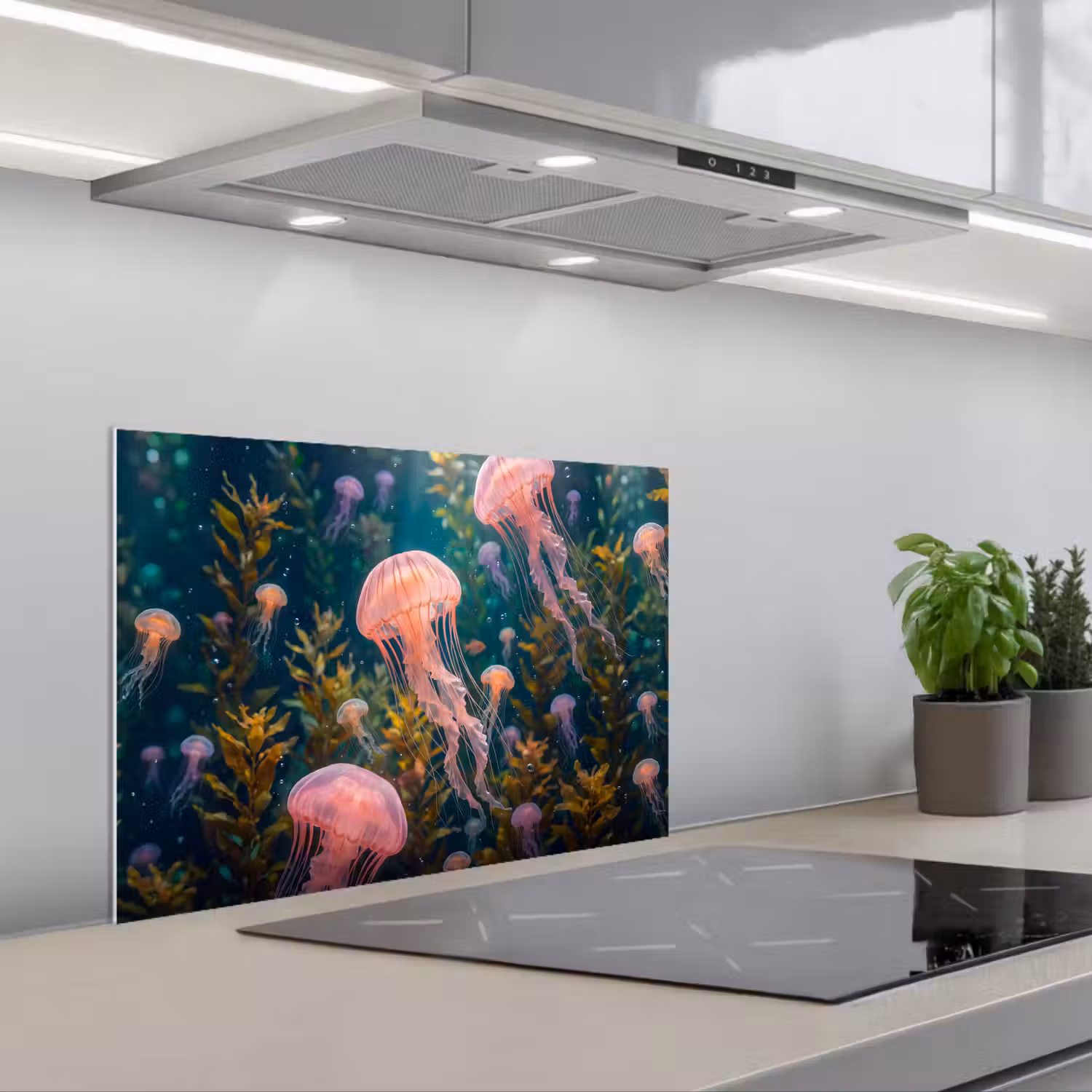 Kwal - Roze - Onderwater - Zeeleven - Dieren keuken achterwand spatscherm klein -3d_schuin