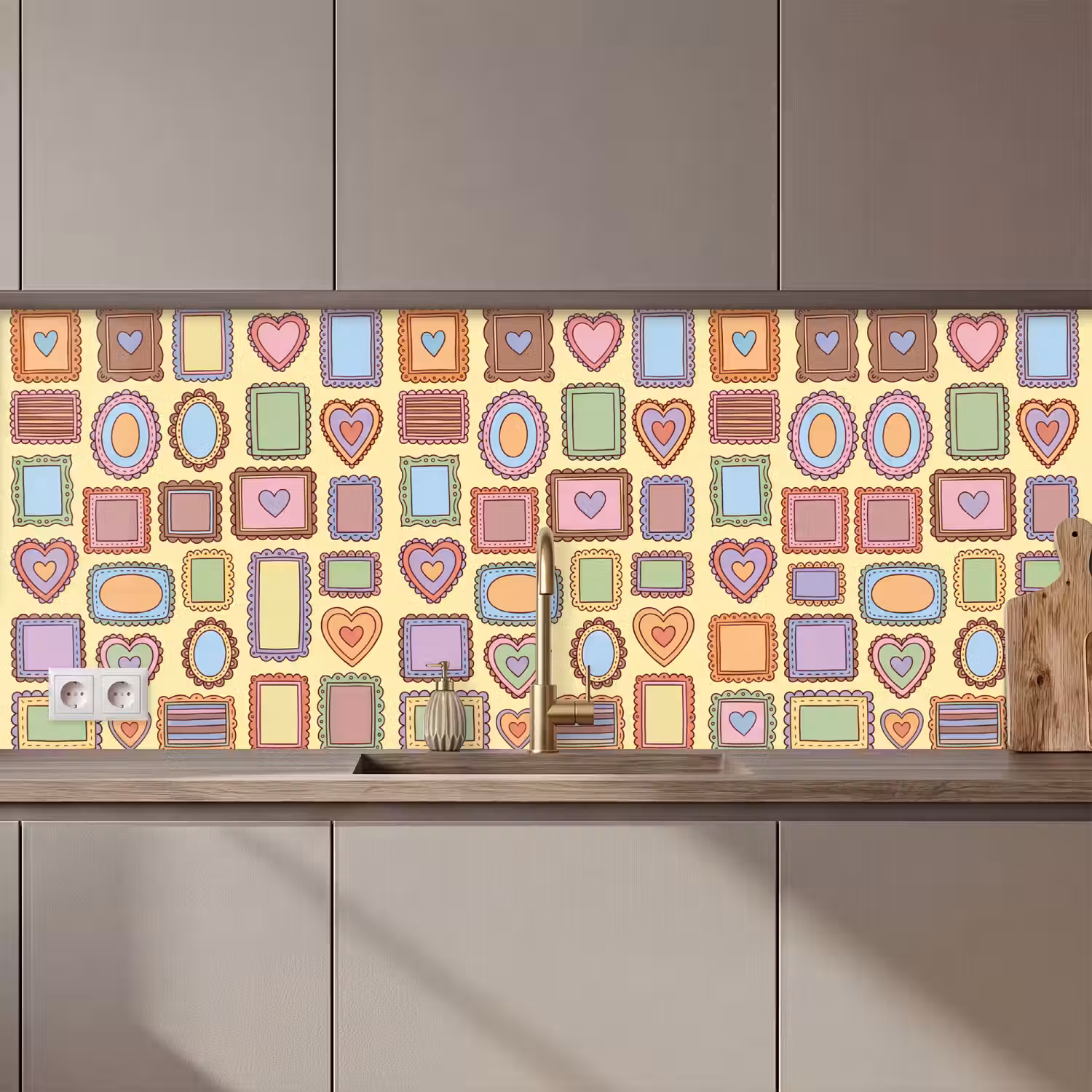 Lijst - Patroon - Hart - Speels - Kleurrijk keuken achterwand 2 middel zz_3dshopping