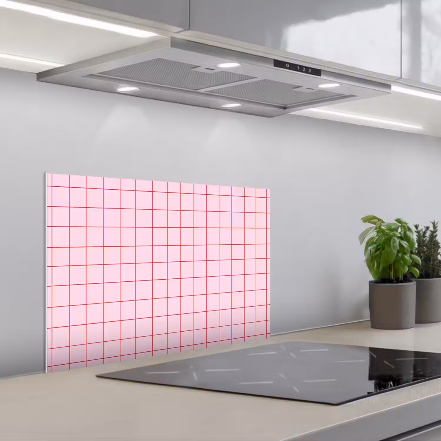 Raster - Patroon - Roze keuken achterwand spatscherm klein 900 -3d_schuin