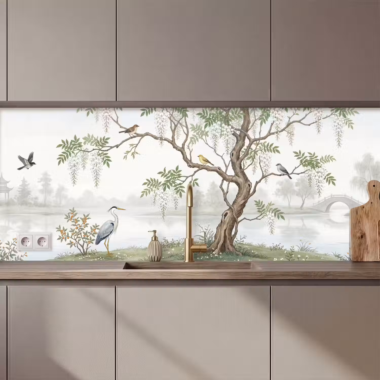Reiger - Landschap - Groen keuken achterwand 2 middel zz_3dshopping