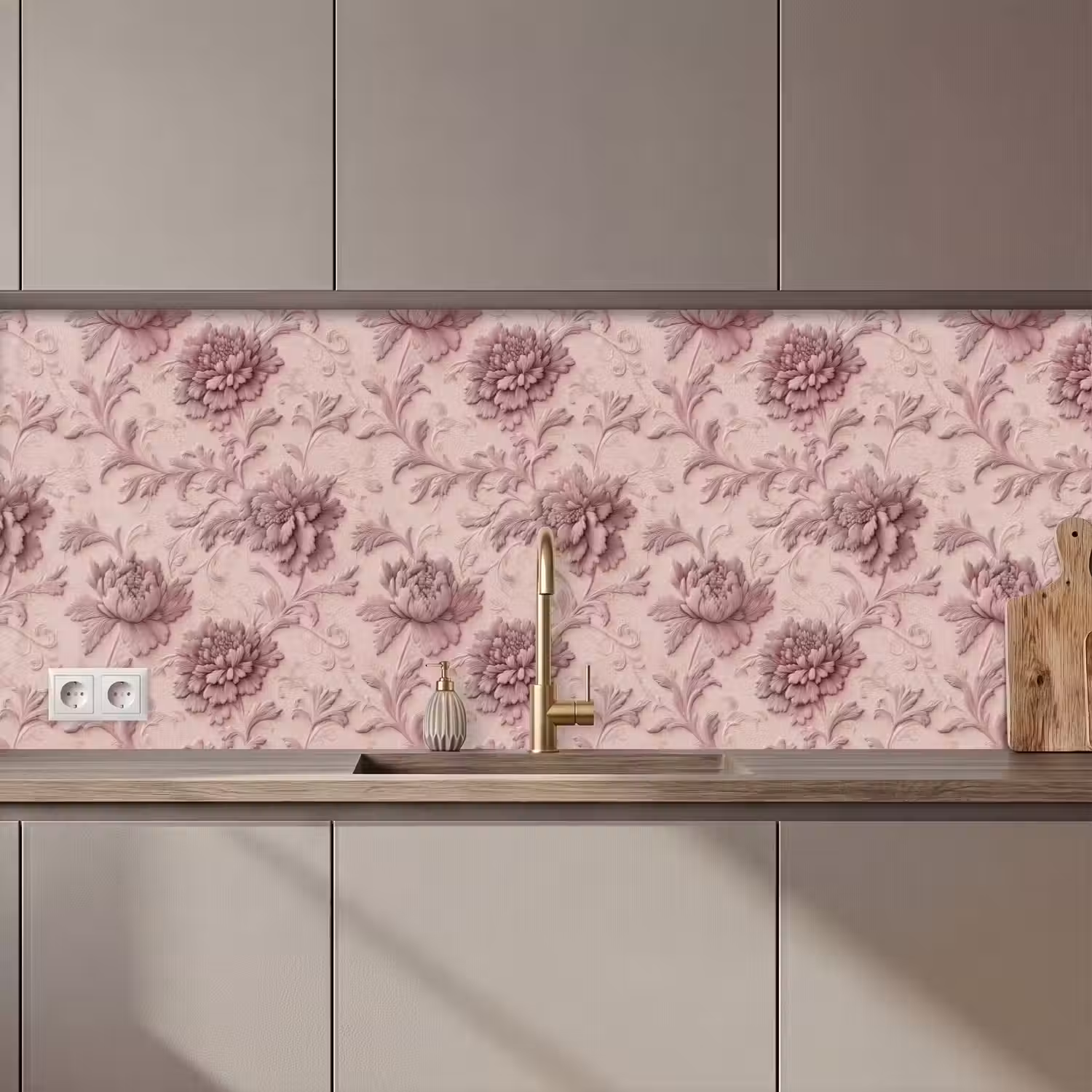 Reliëf - Pioenrozen - Roze keuken achterwand 2 middel 871 zz_3dshopping